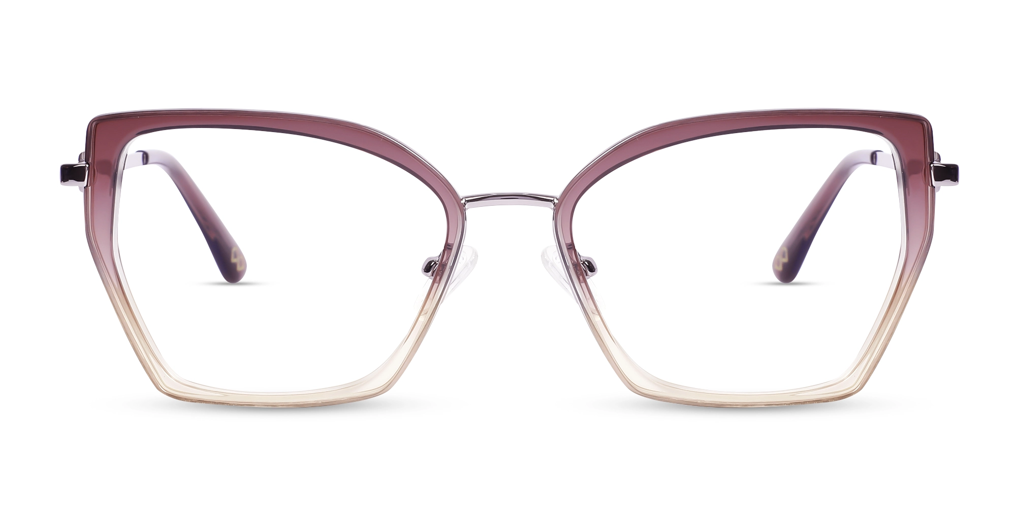 Crystal Plum Ombre Cat-Eye Geometric Glasses