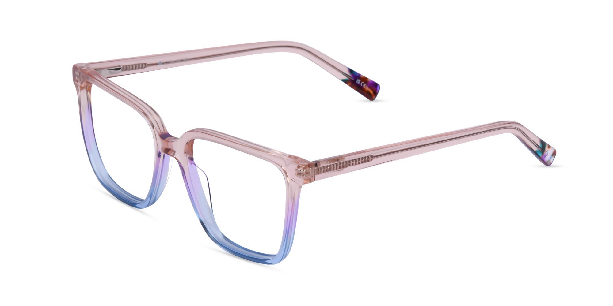 Blue And Rose Gold Square Glasses-3
