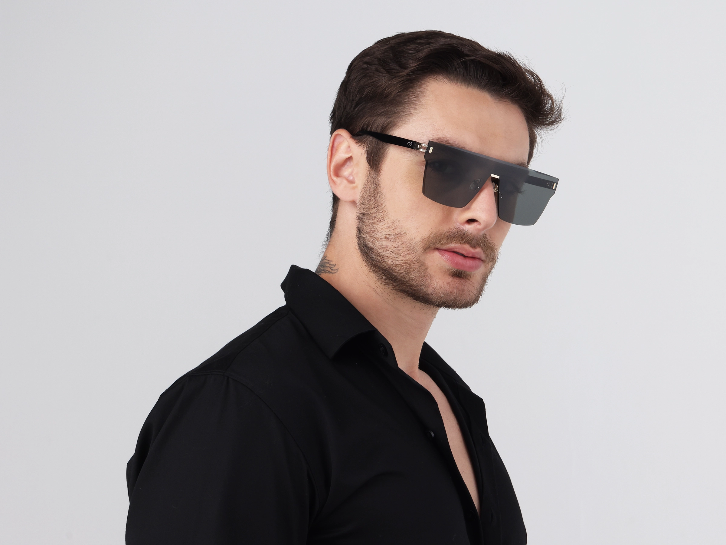 Square Solid Greenish Grey Tint Sunglasses