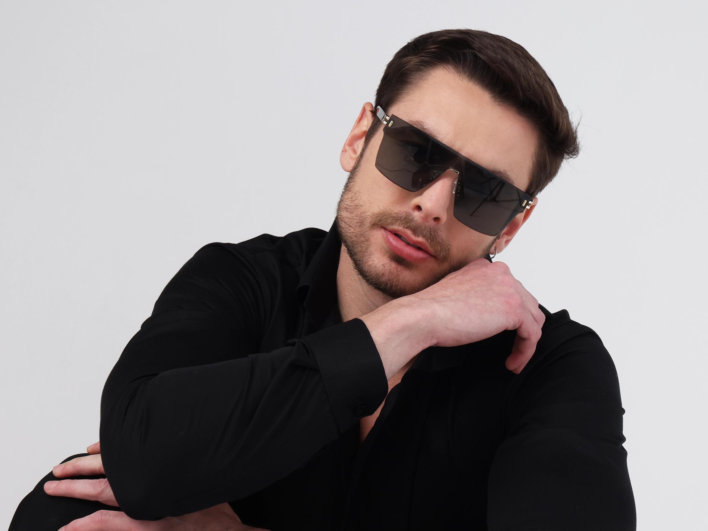 Square Solid Greenish Grey Tint Sunglasses