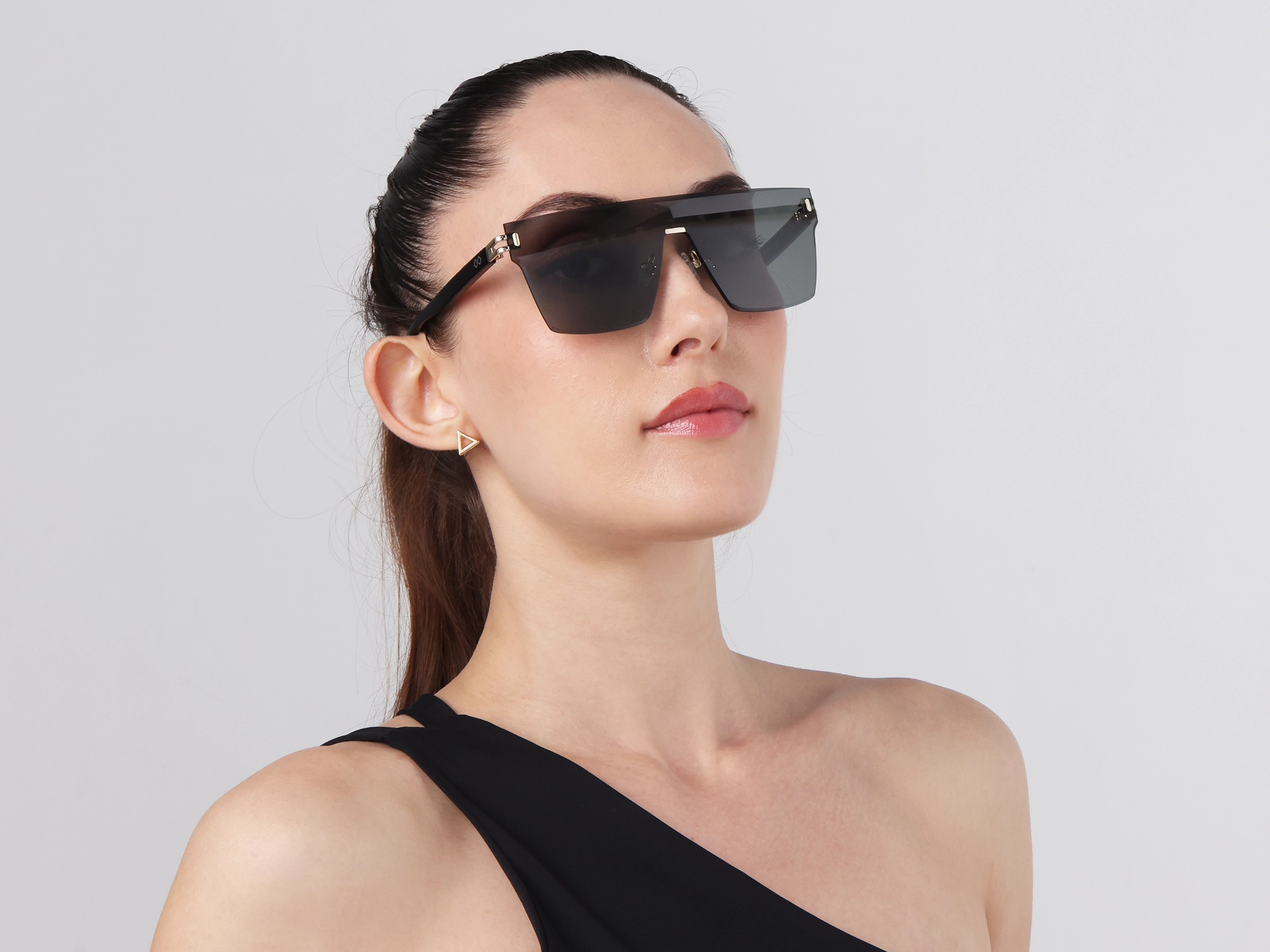 Square Solid Greenish Grey Tint Sunglasses