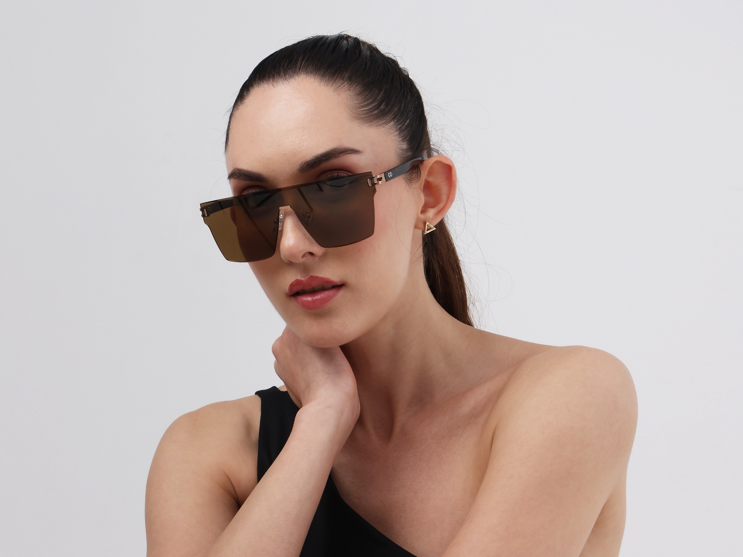 Gold & Brown Square Frame Sunglasses