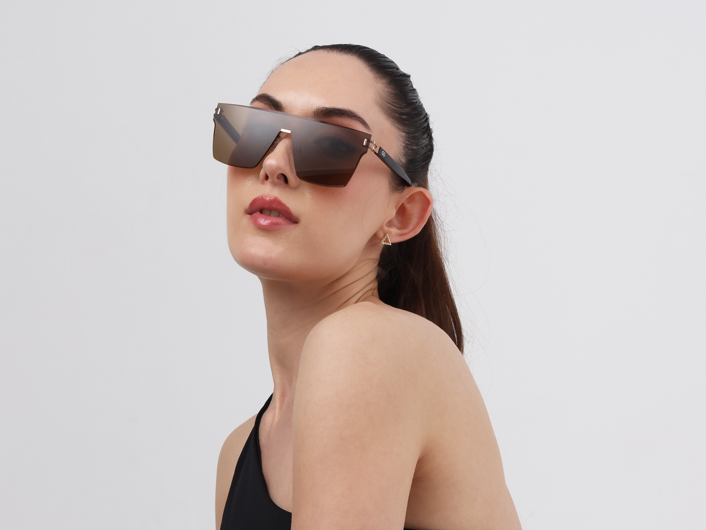 Gold & Brown Square Frame Sunglasses