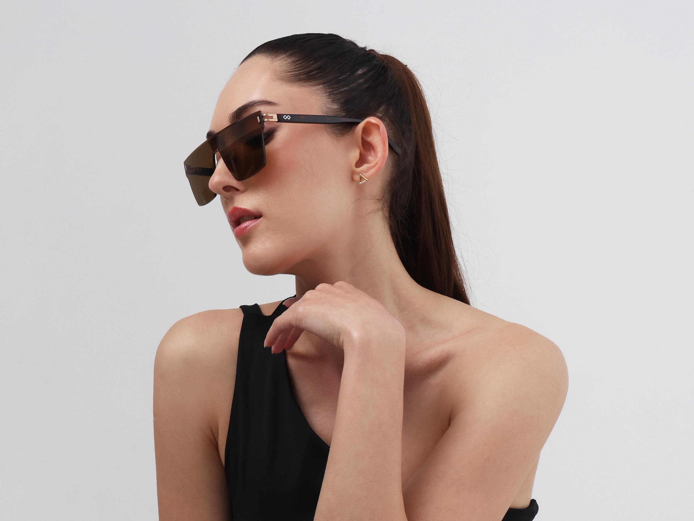 Gold & Brown Square Frame Sunglasses