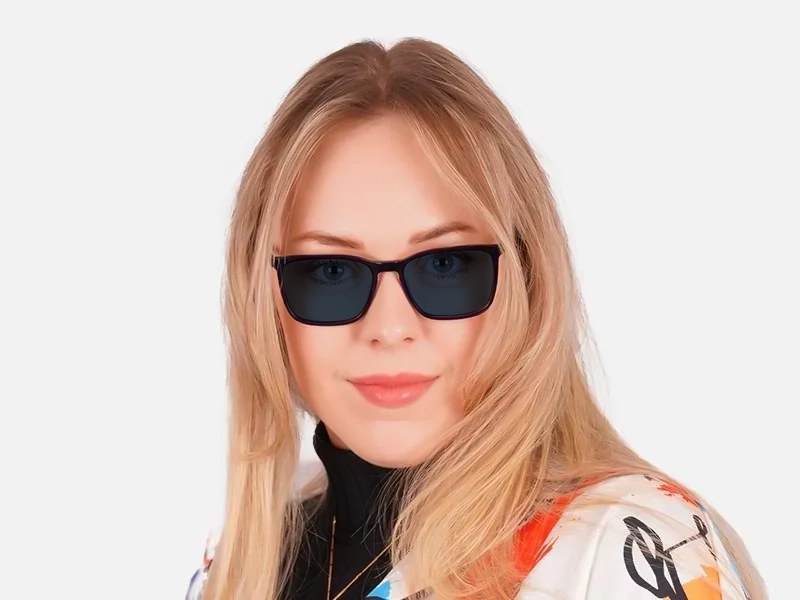 Crystal Grey Rectangular Sunglasses-