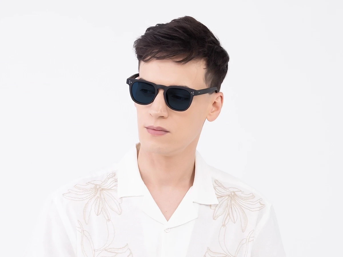 Wooden Charcoal Black Square Sunglasses