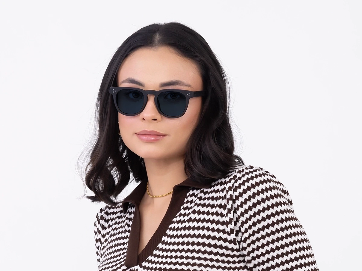 Wooden Charcoal Black Square Sunglasses