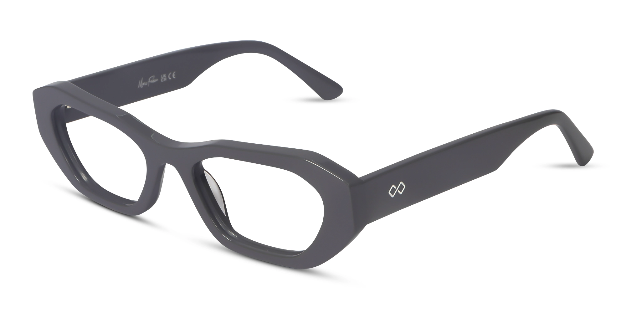 Slate Grey Rectangle Geometric Glasses