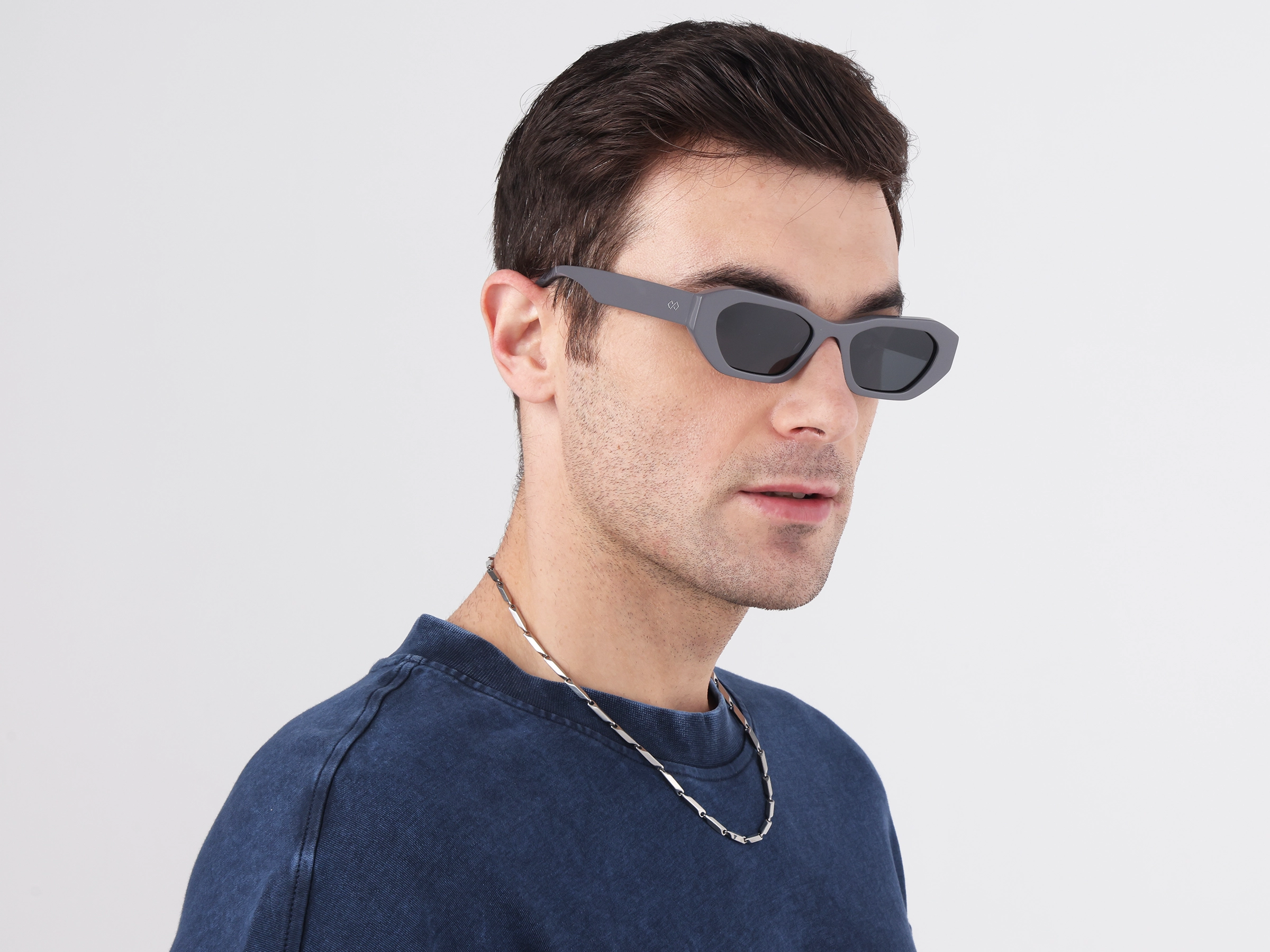 Geometric Sunglasses With Dark Grey Polarised Tint