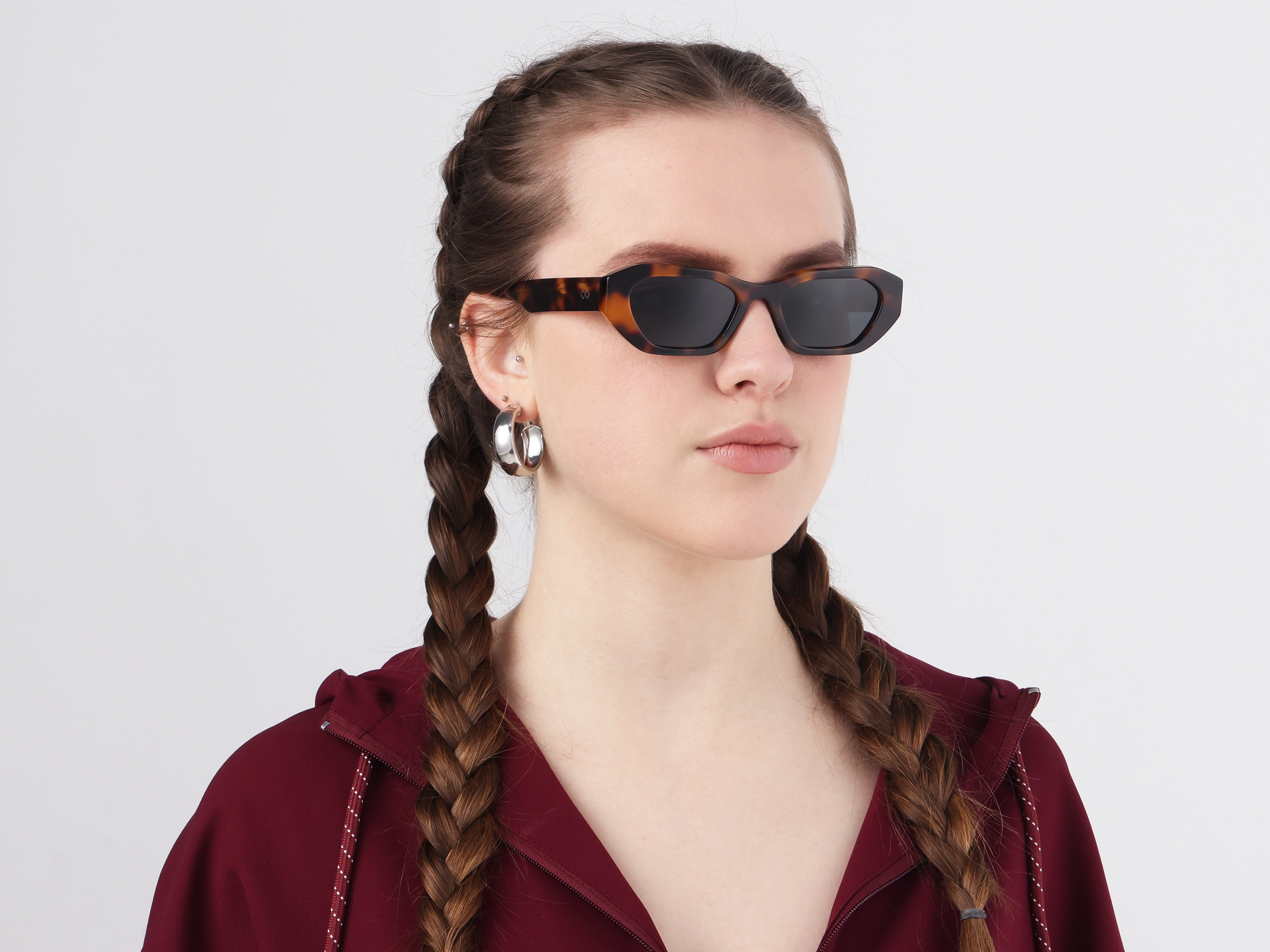 Rectangle Geometric Dark Grey Tint Sunglasses