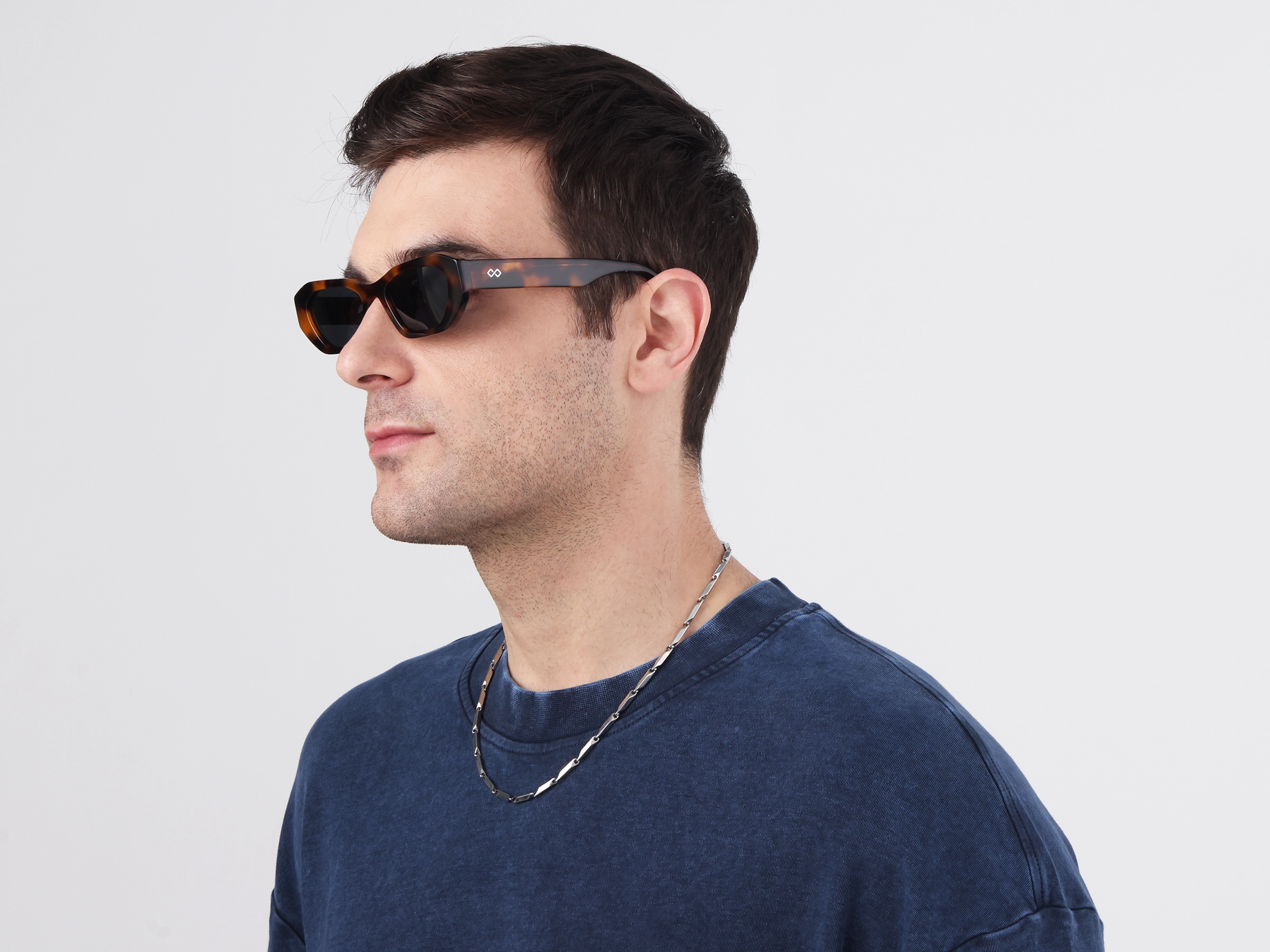 Rectangle Geometric Dark Grey Tint Sunglasses