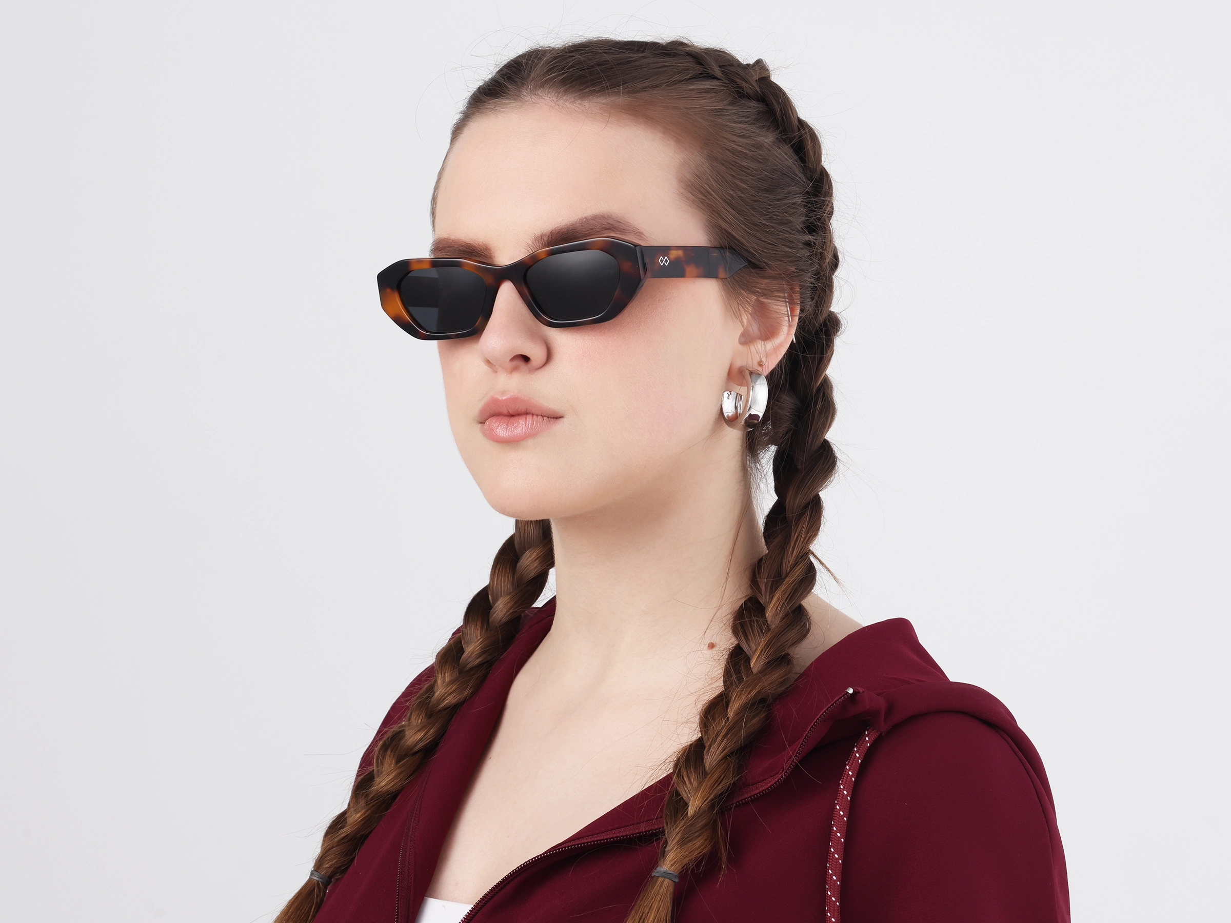Rectangle Geometric Dark Grey Tint Sunglasses