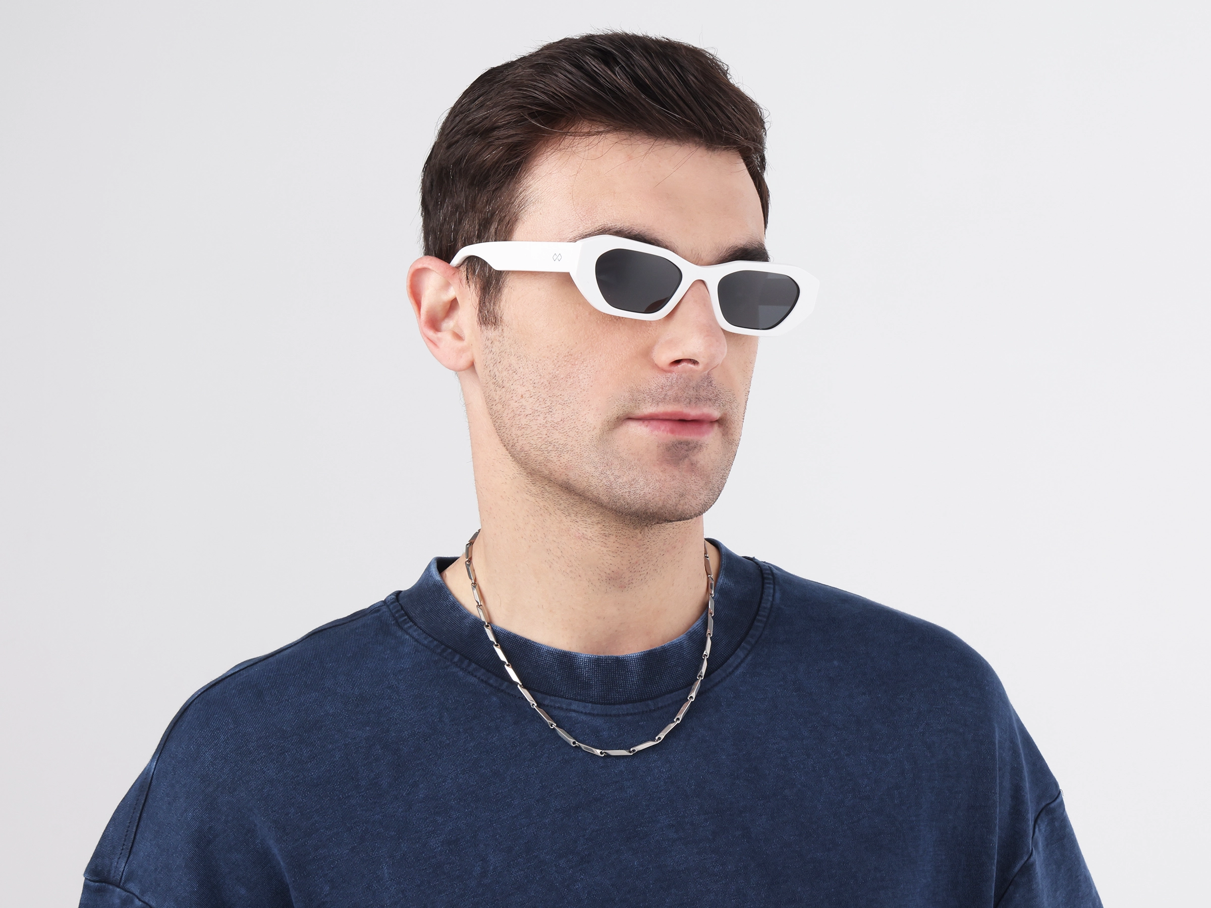 Rectangle Geometric Grey Tint Polarised Sunglasses