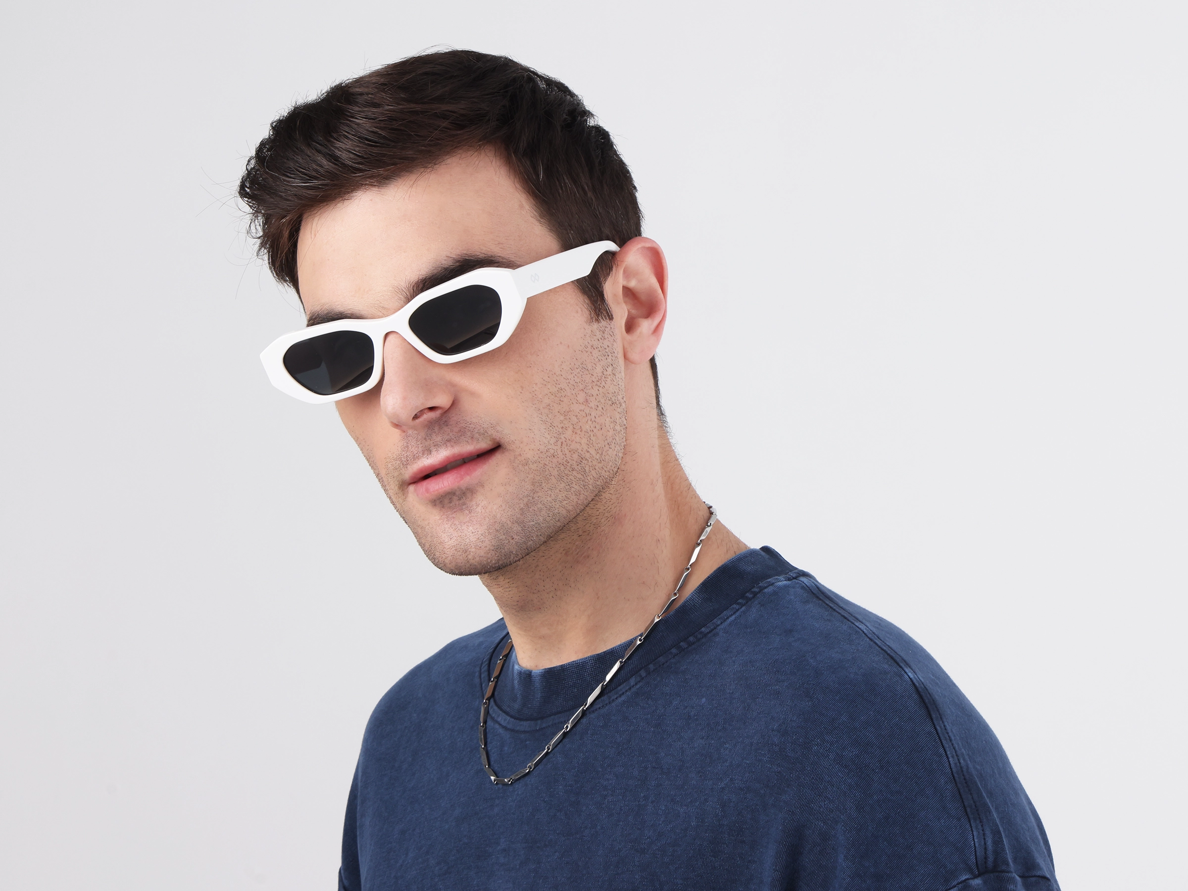 Rectangle Geometric Grey Tint Polarised Sunglasses