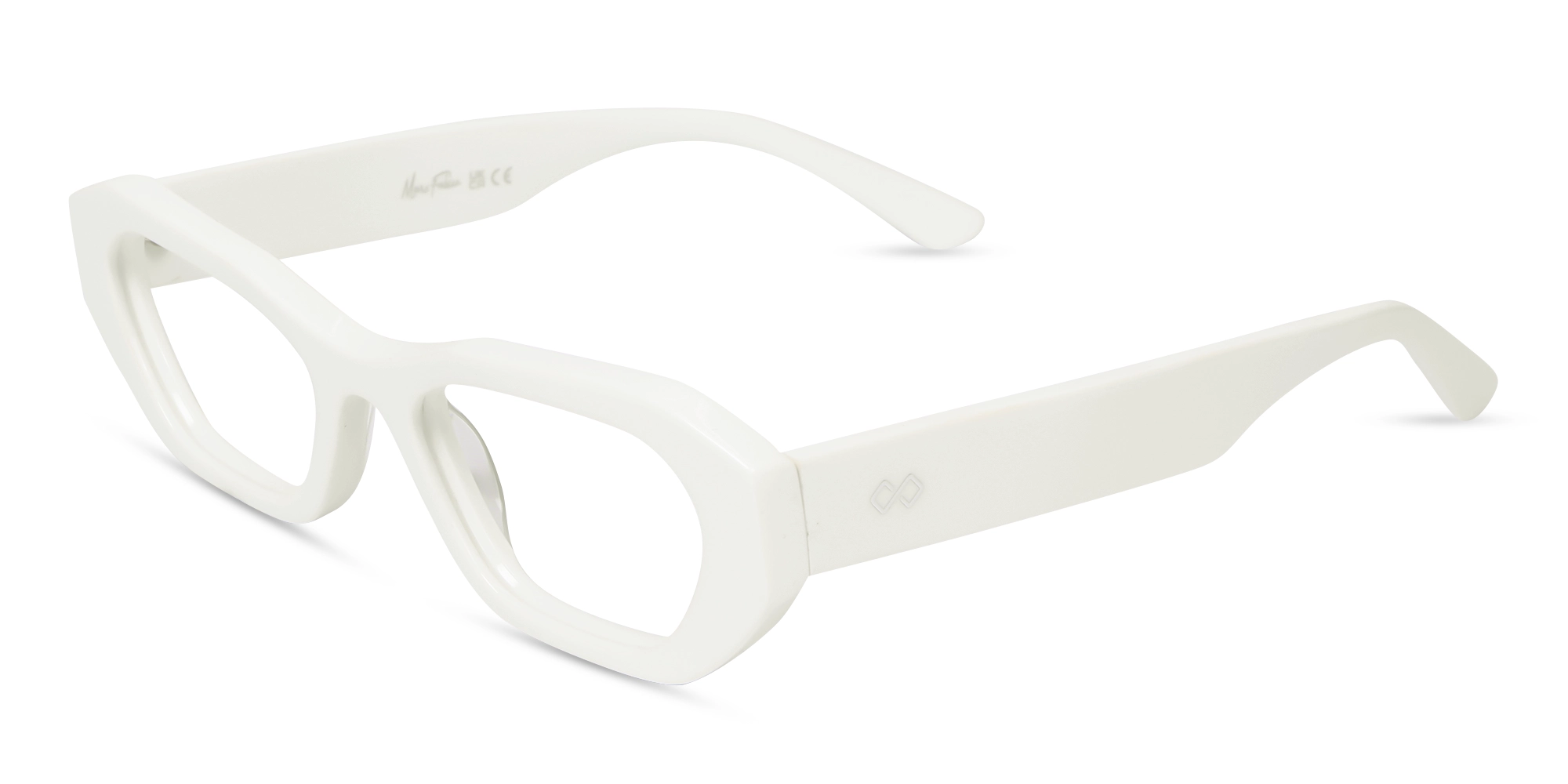 White Rectangle Geometric Glasses
