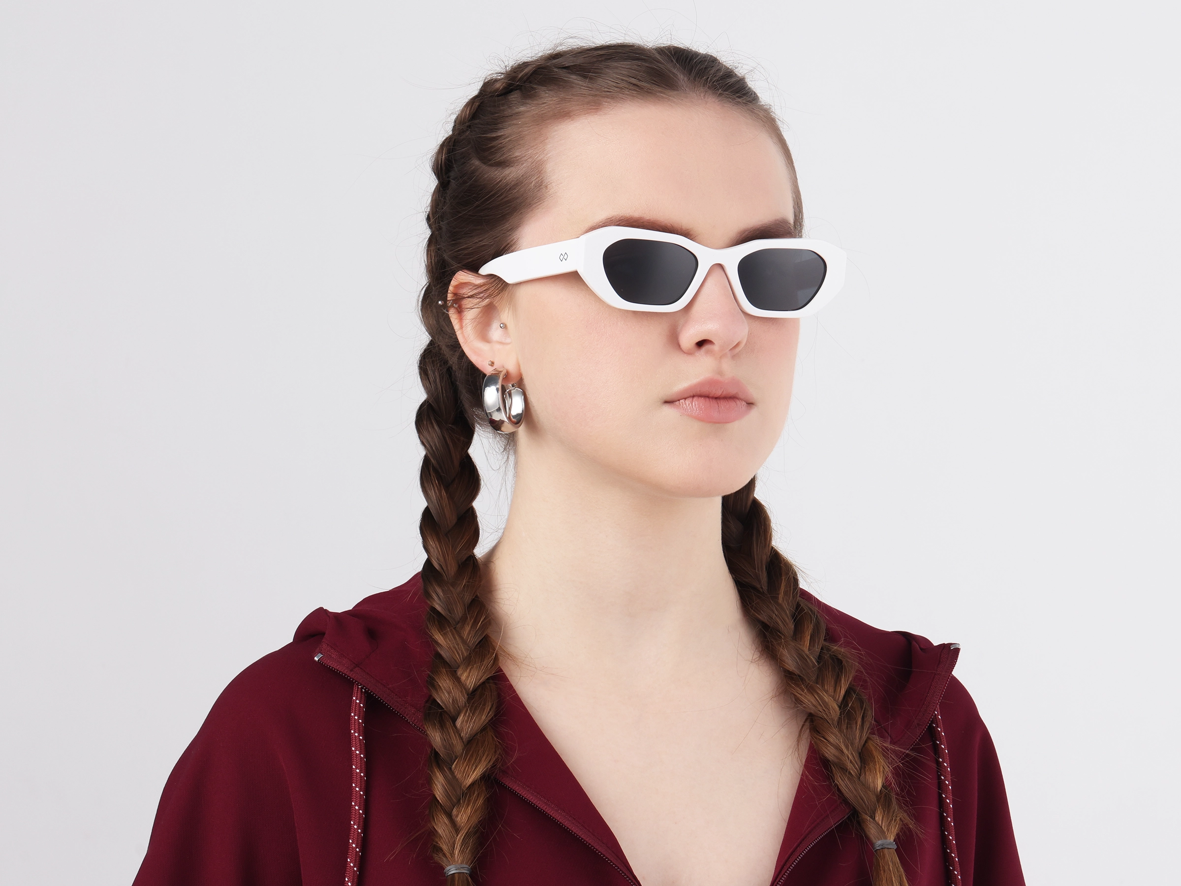 Rectangle Geometric Grey Tint Polarised Sunglasses