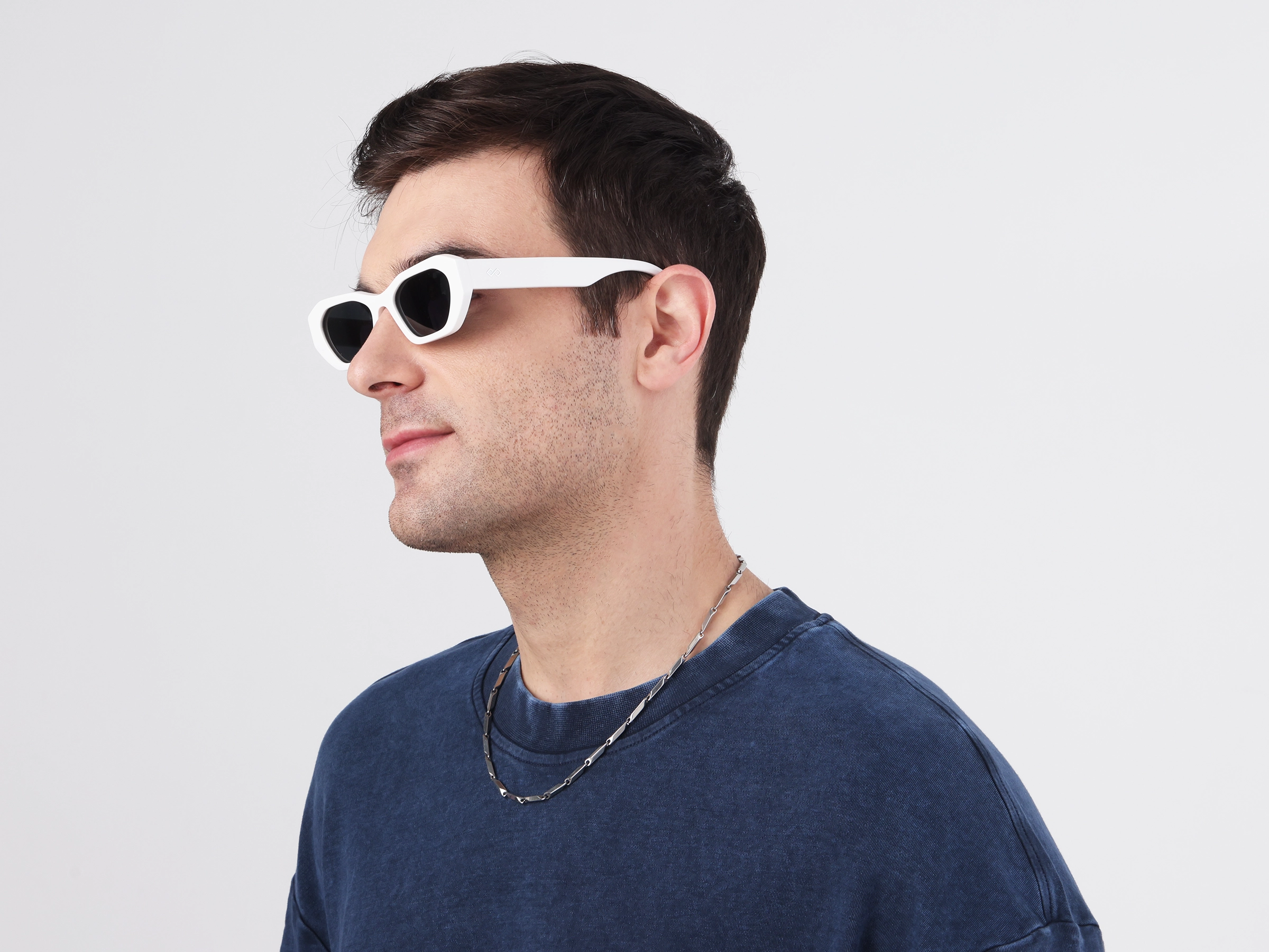 Rectangle Geometric Grey Tint Polarised Sunglasses