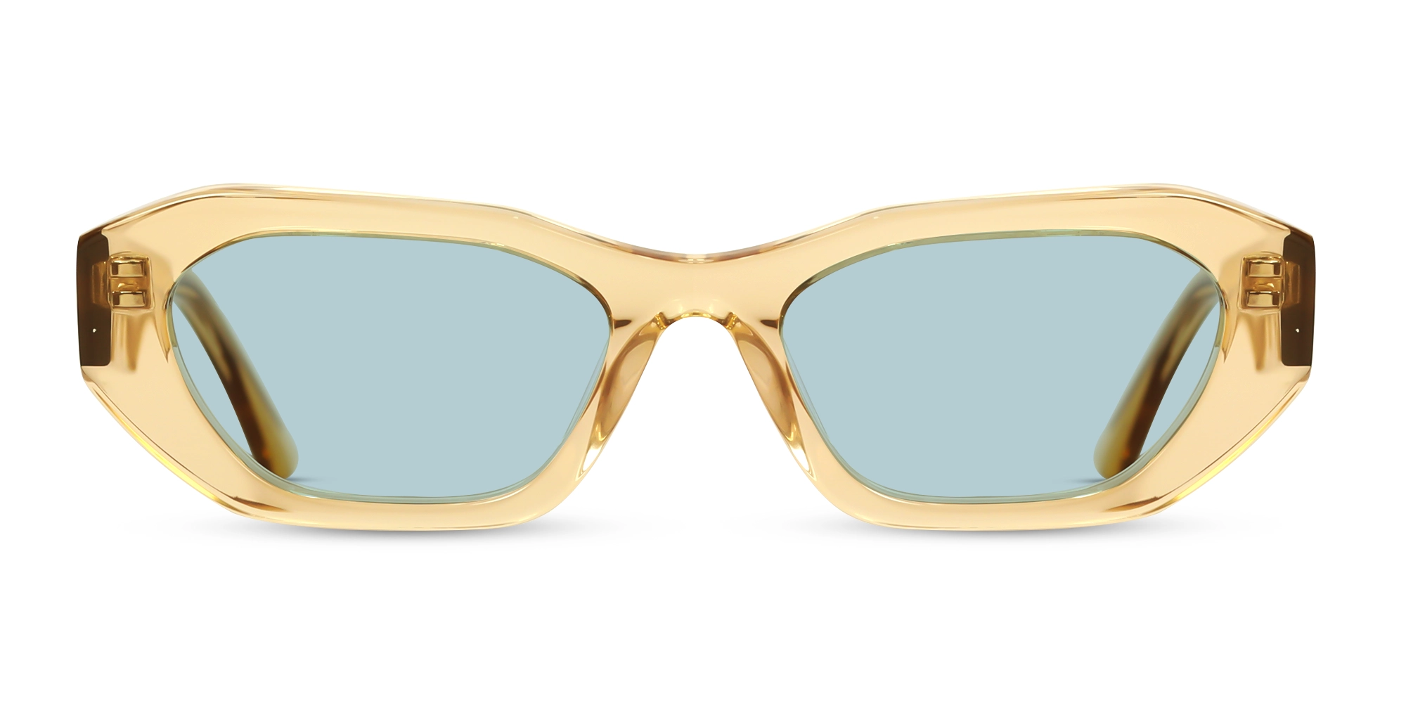Geometric Full-Rim Blue Tint Sunglasses