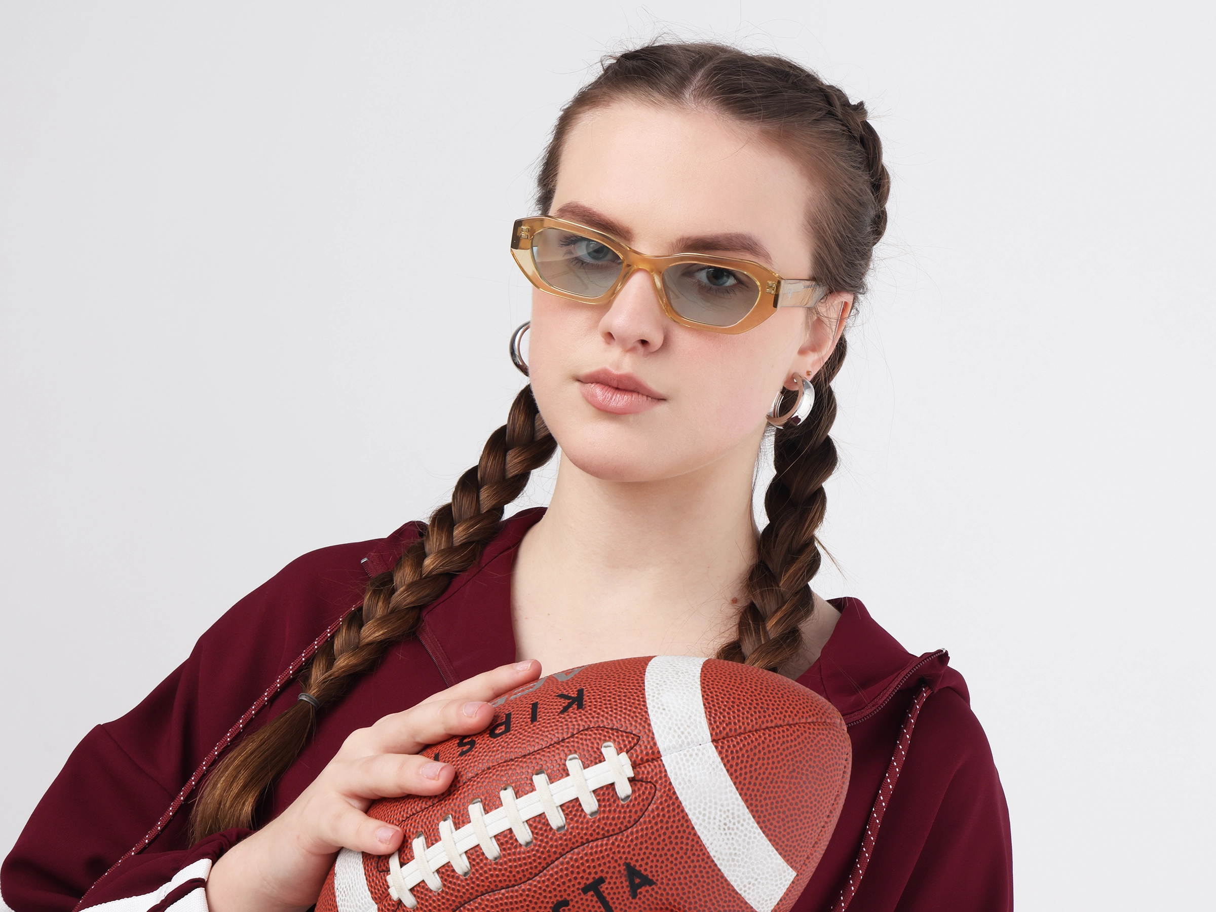 Geometric Full-Rim Blue Tint Sunglasses