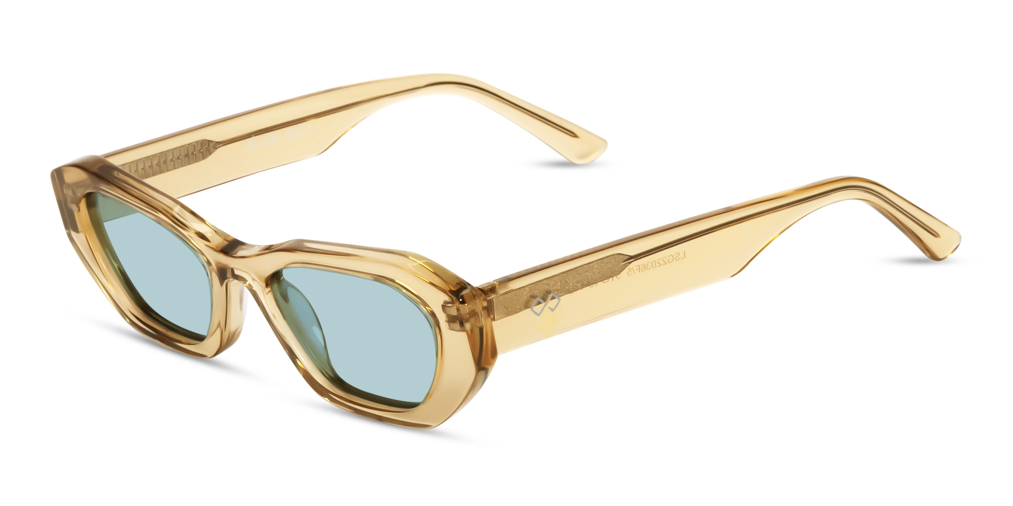 Geometric Full-Rim Blue Tint Sunglasses