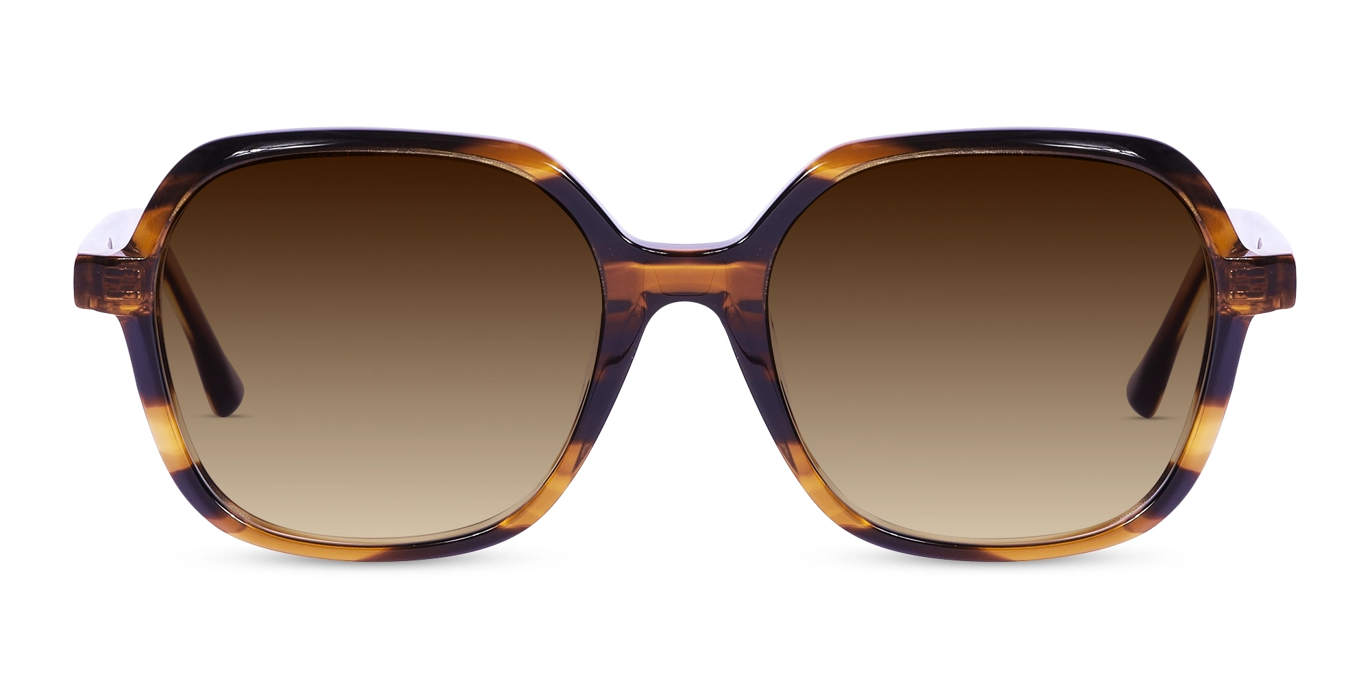 Brown Gradient Tinted Square Full-Rim Sunglasses