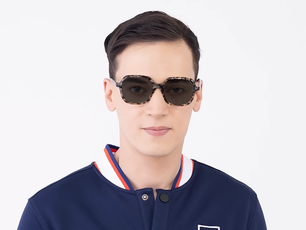 Dark Grey Tinted Square Full Rim Sunglasses