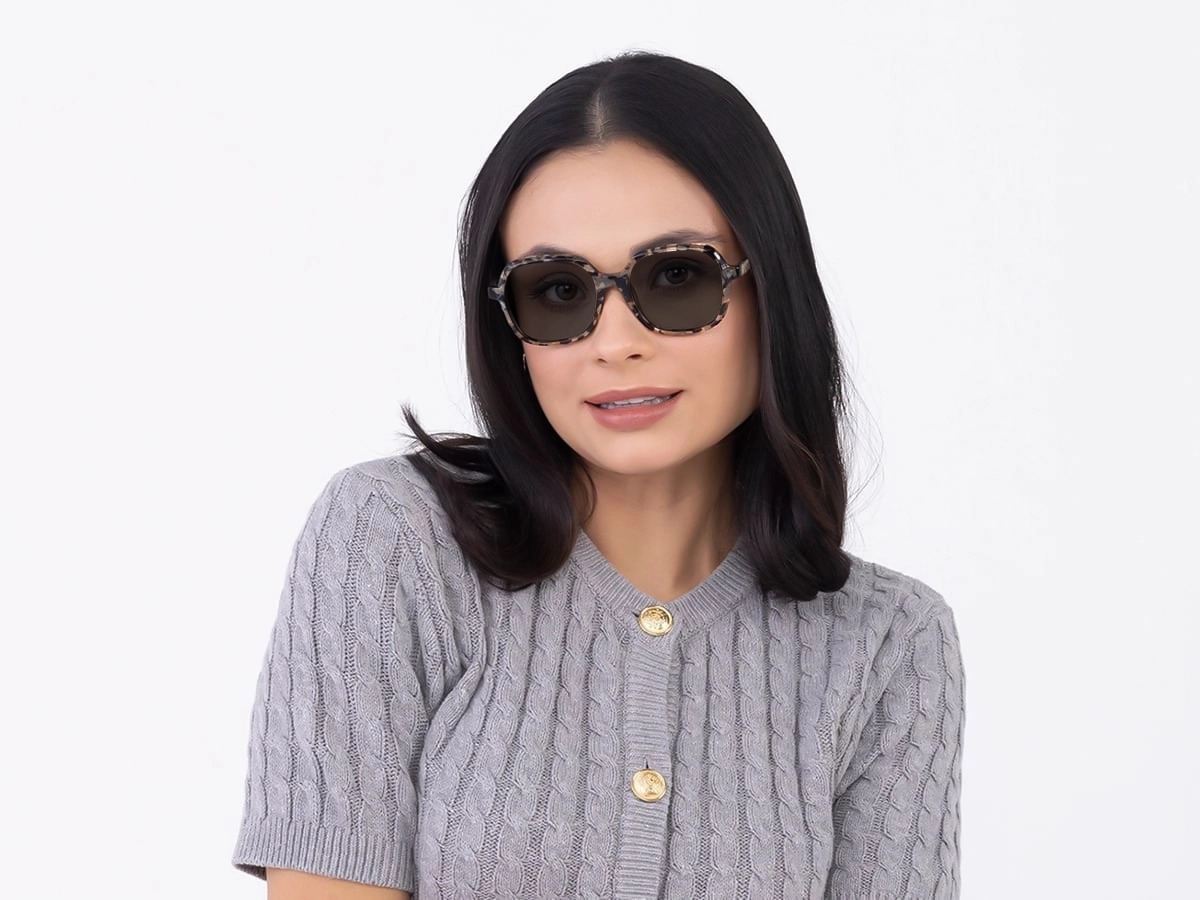 Dark Grey Tinted Square Full Rim Sunglasses
