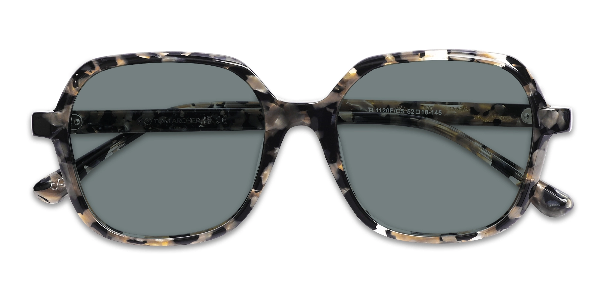 Dark Grey Tinted Square Full Rim Sunglasses