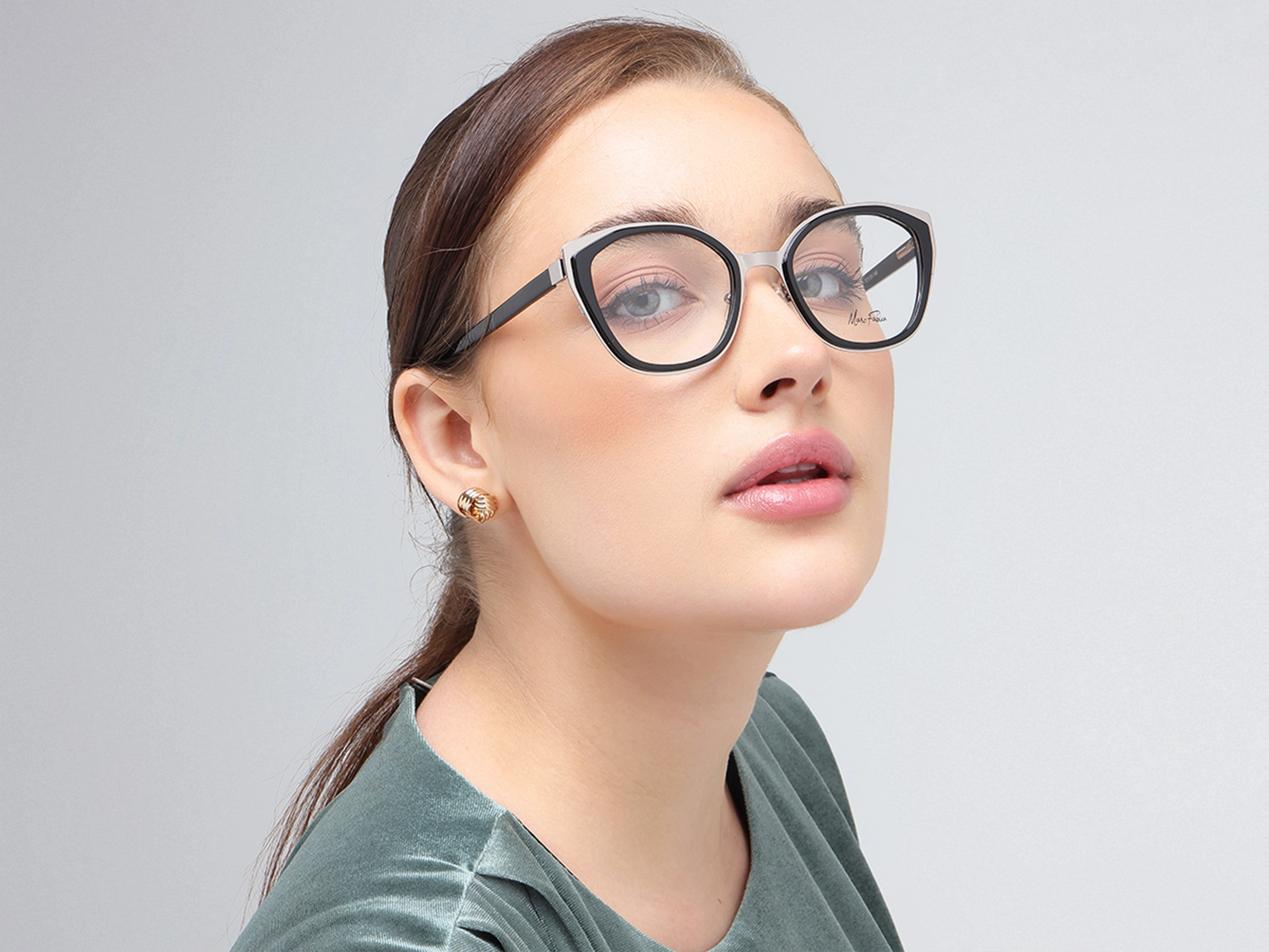 Black & Silver Cat-eye Glasses-