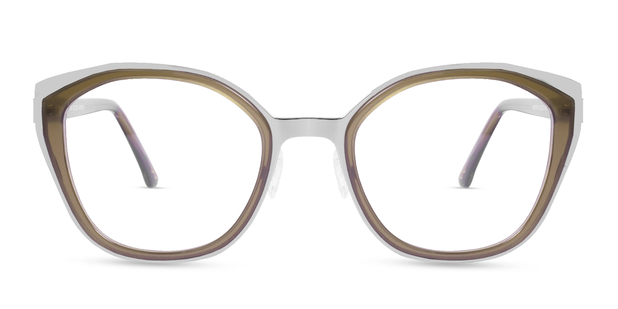 Silver & Beige Taupe Cat-eye Glasses-1