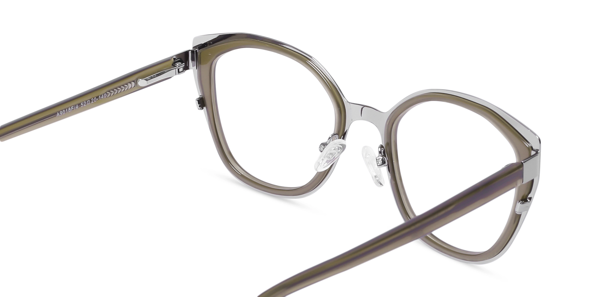 Silver & Beige Taupe Cat-eye Glasses-5