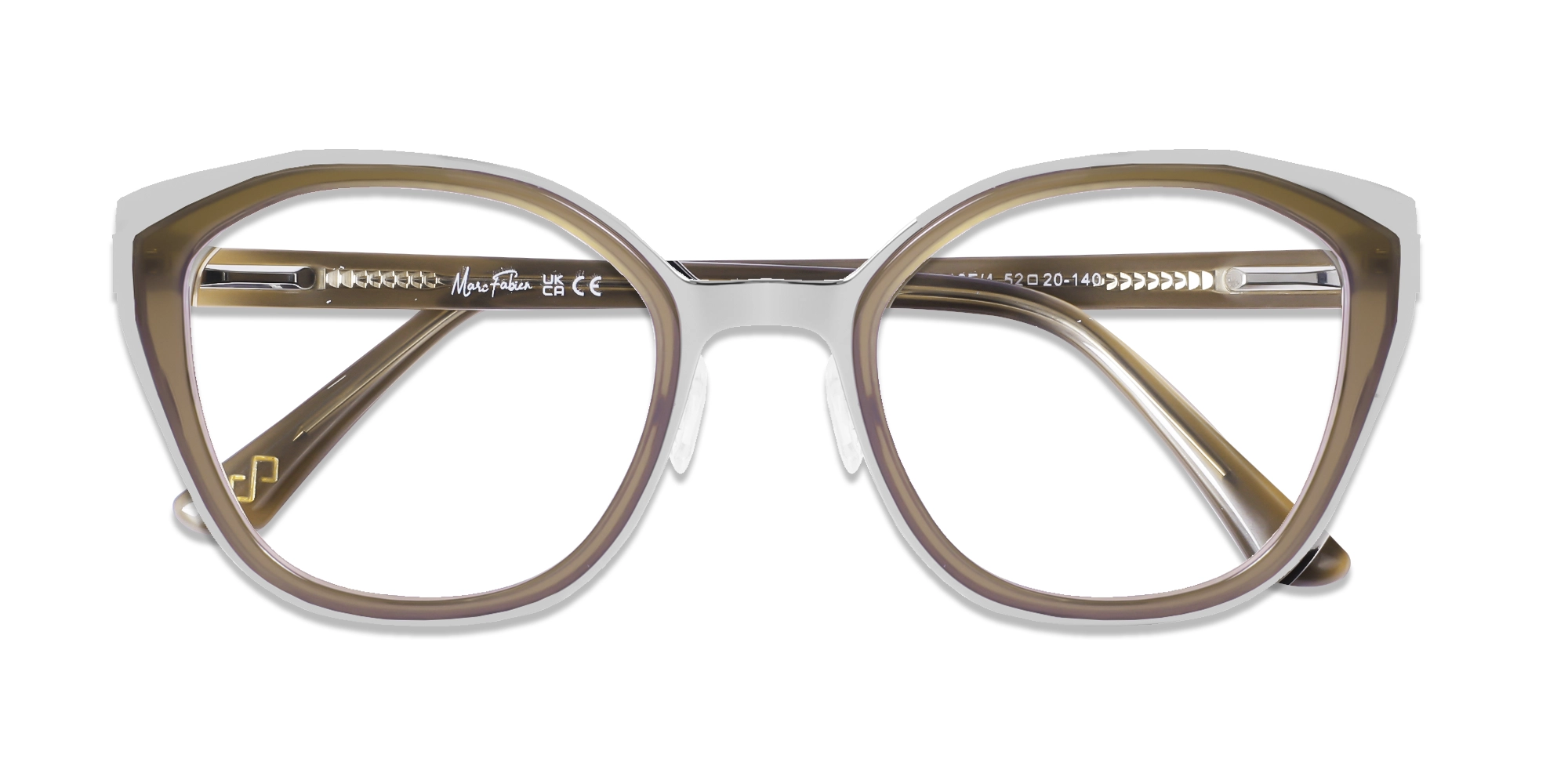Silver & Beige Taupe Cat-eye Glasses-6
