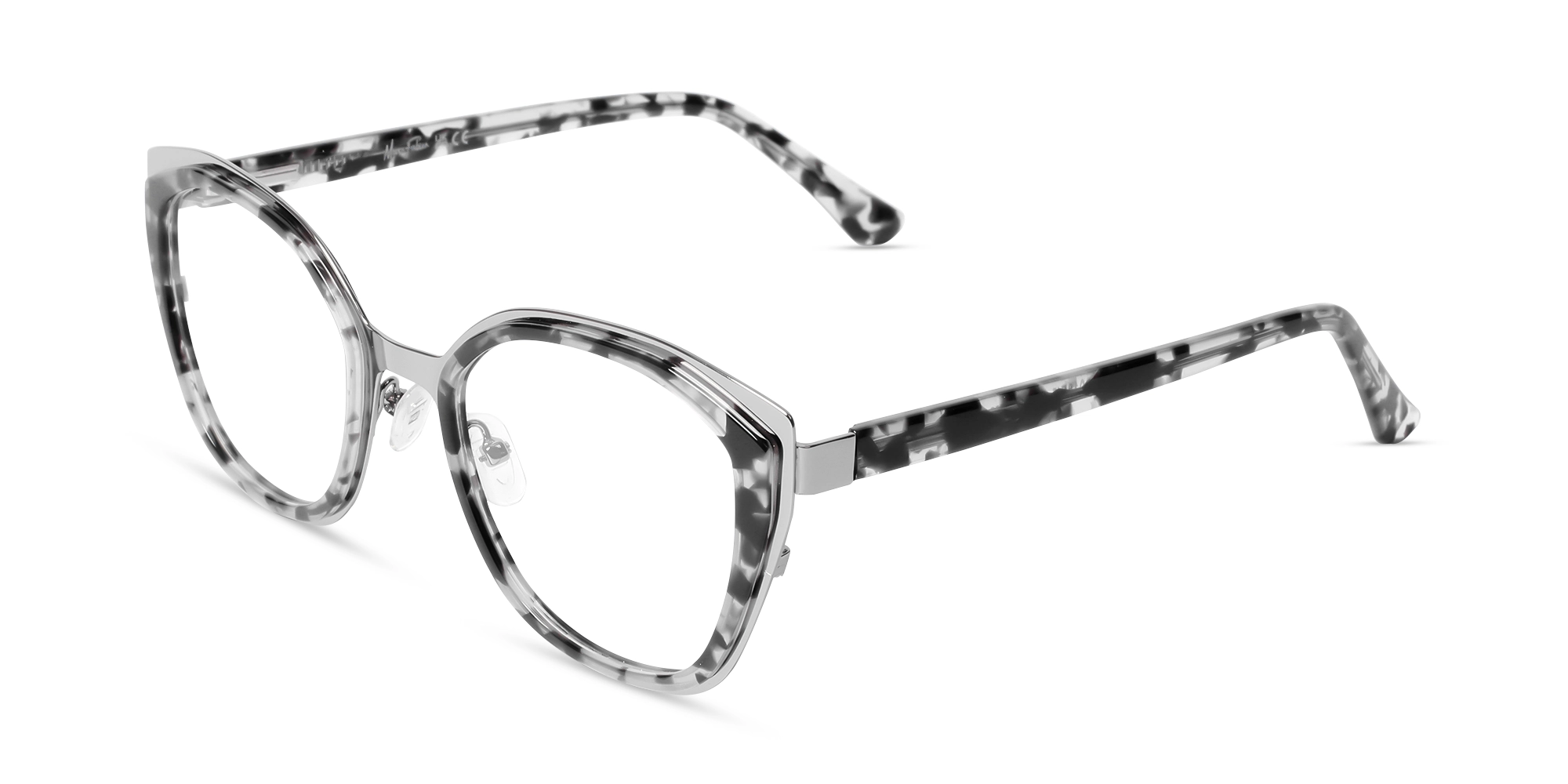 Silver & Grey Tortoise Cat-eye Glasses-3