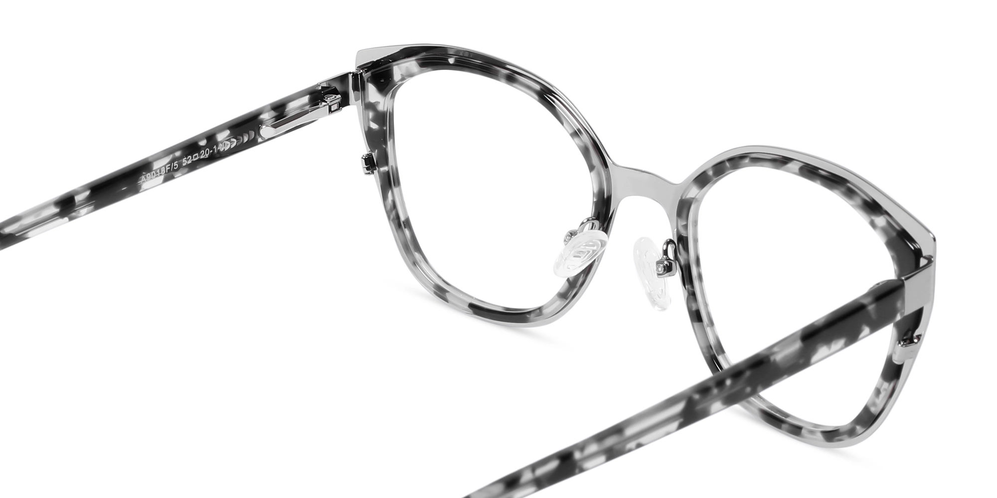 Silver & Grey Tortoise Cat-eye Glasses-5