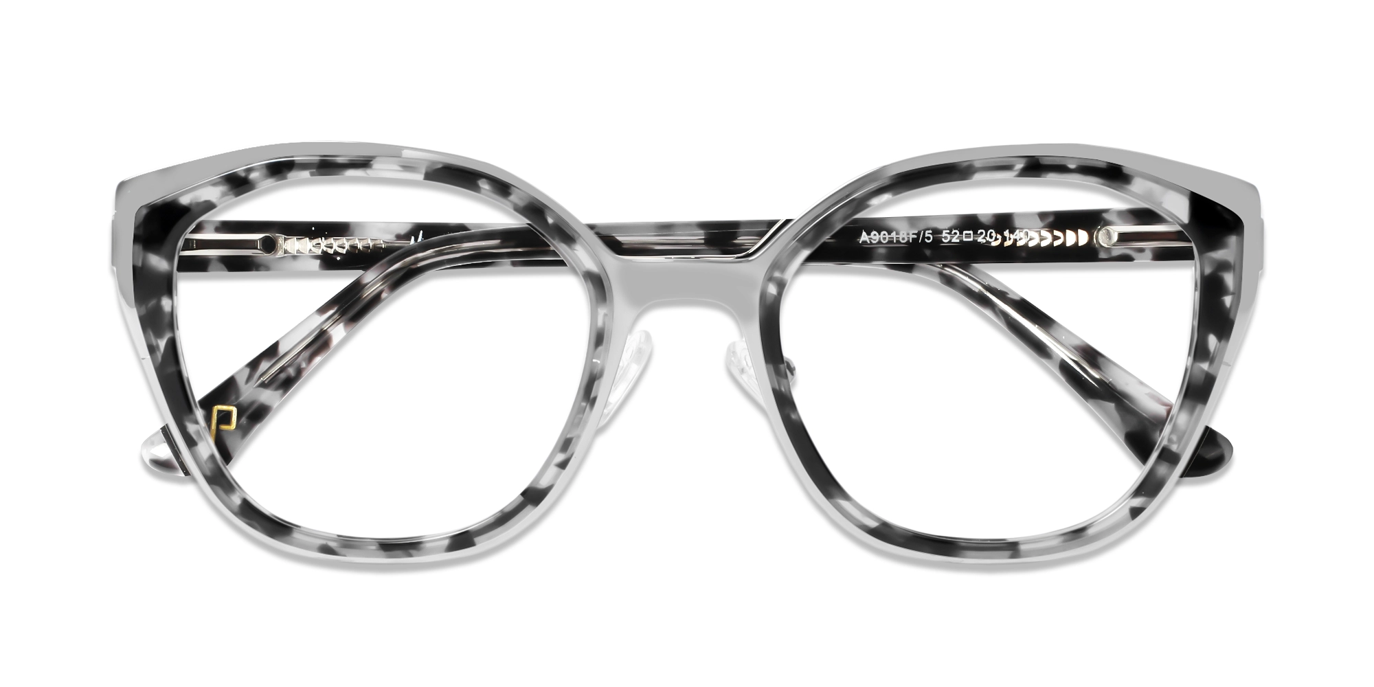 Silver & Grey Tortoise Cat-eye Glasses-6