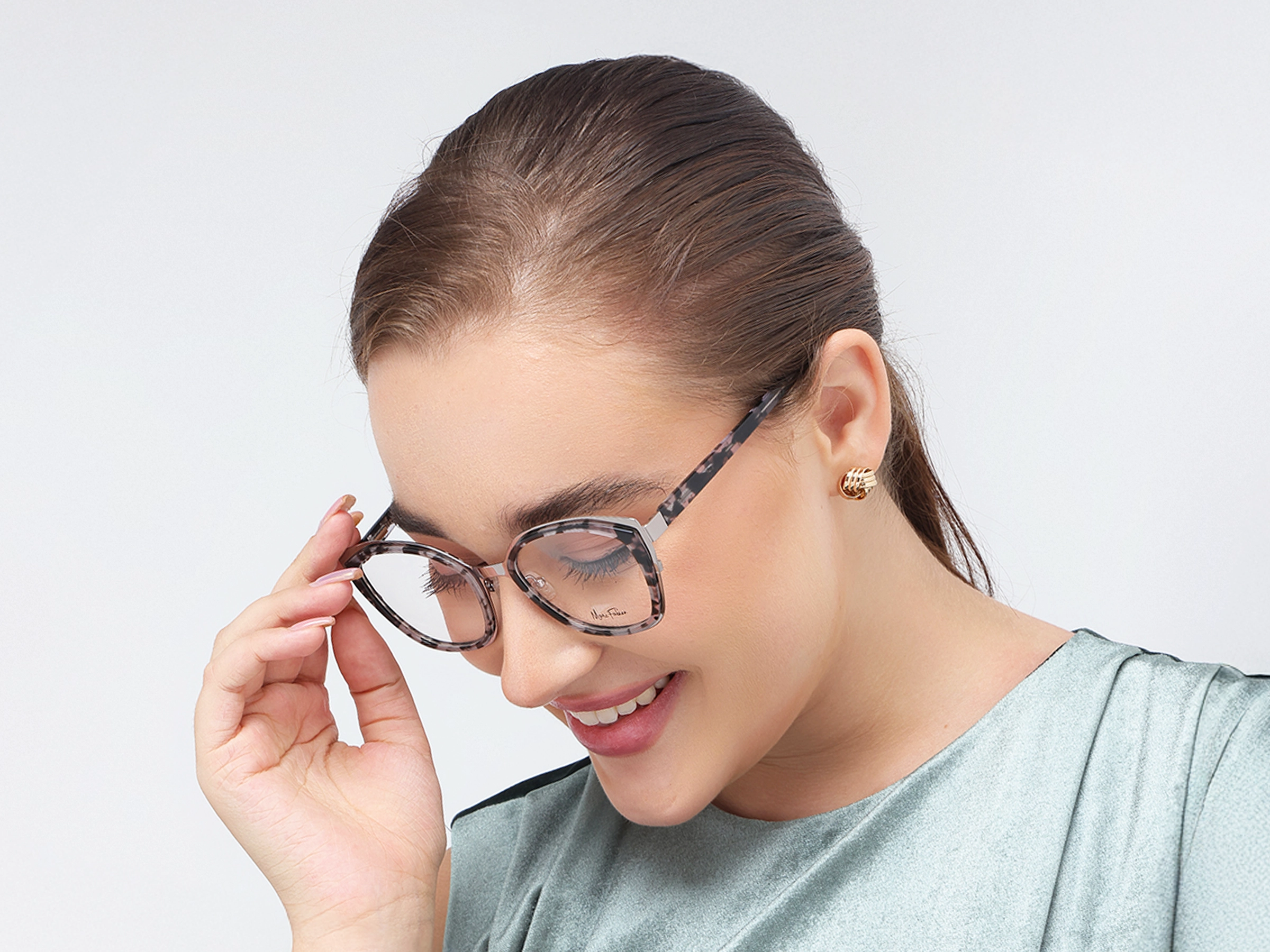Silver & Grey Tortoise Cat-eye Glasses-