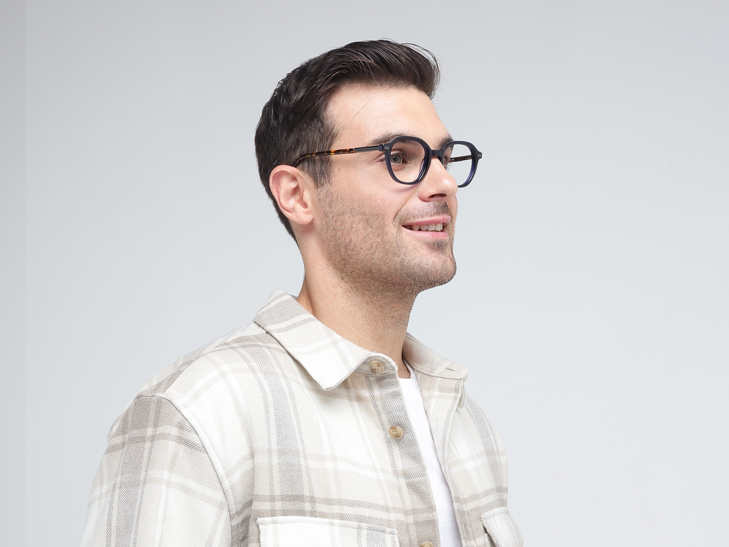 Navy Blue Oval Full-Rim Glasses