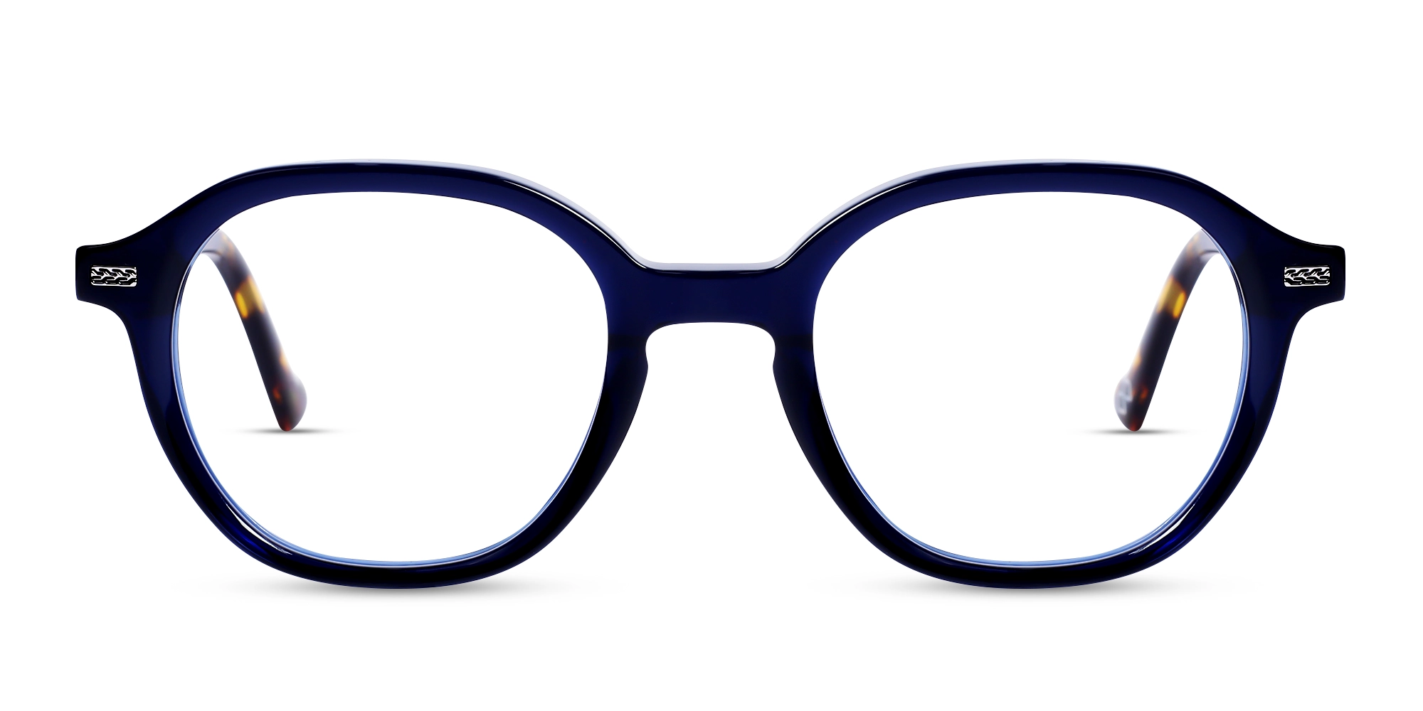 Navy Blue Oval Full-Rim Glasses