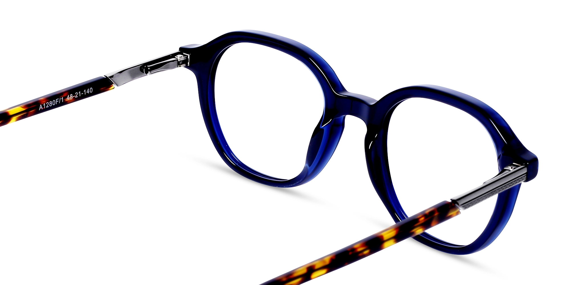 Navy Blue Oval Full-Rim Glasses