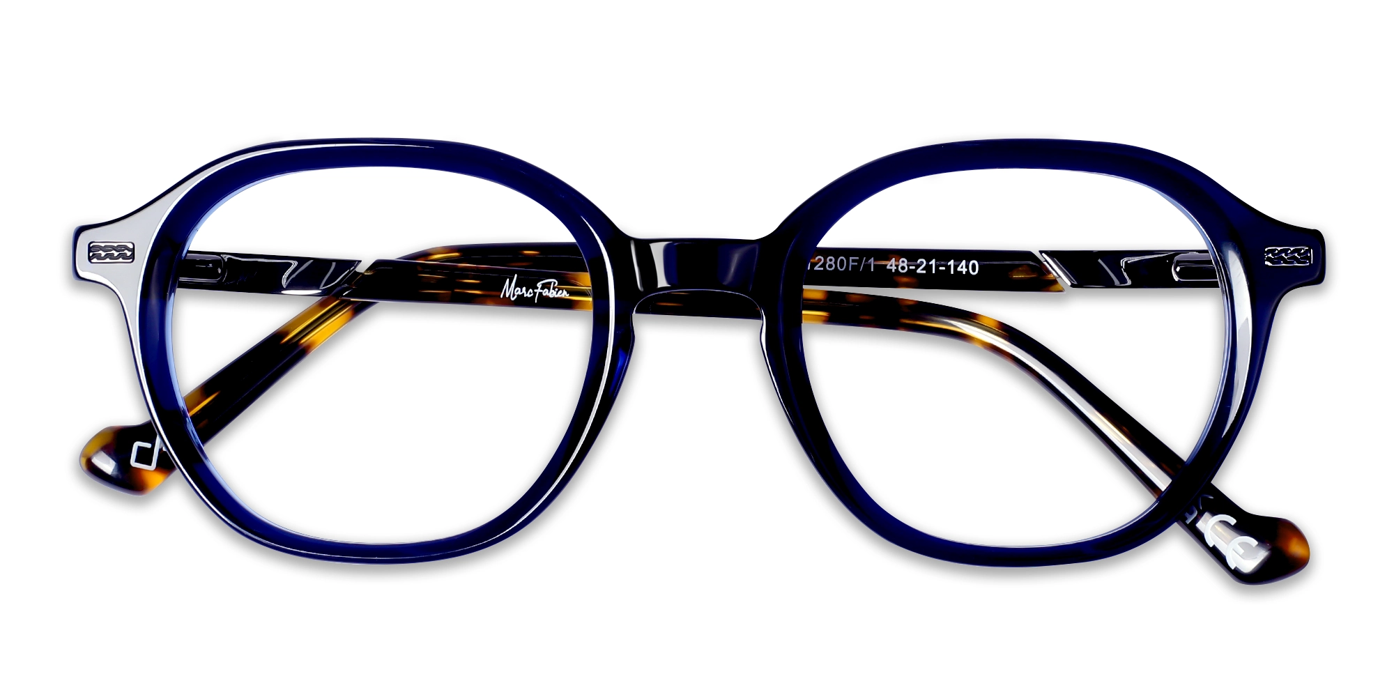 Navy Blue Oval Full-Rim Glasses
