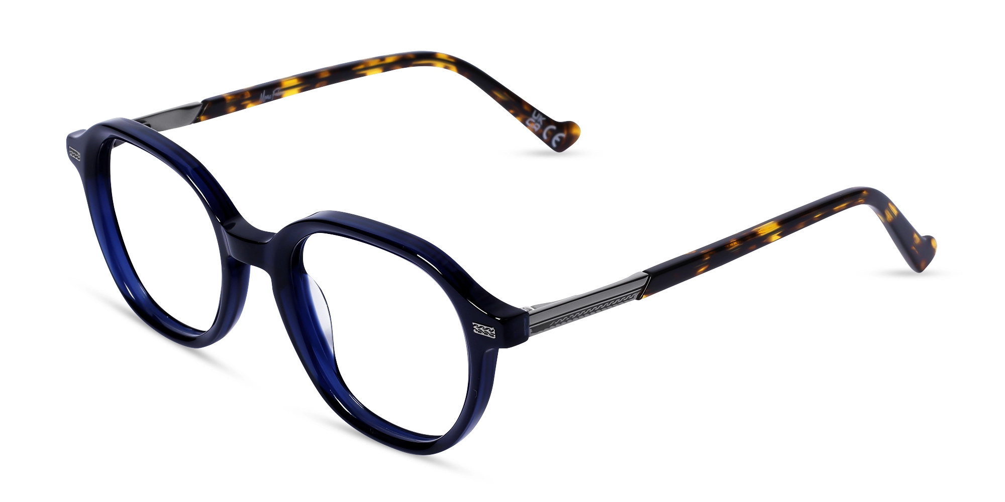 Navy Blue Oval Full-Rim Glasses