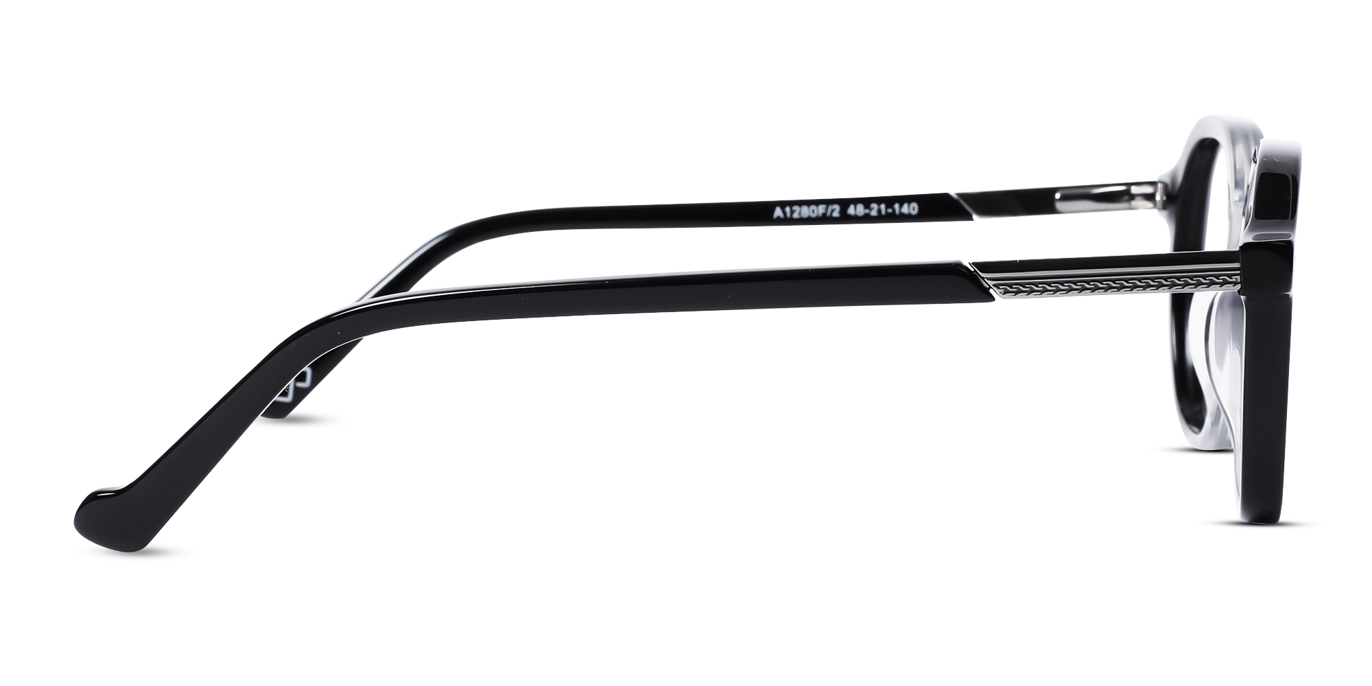 Black & Crystal Grey Oval Acetate Glasses