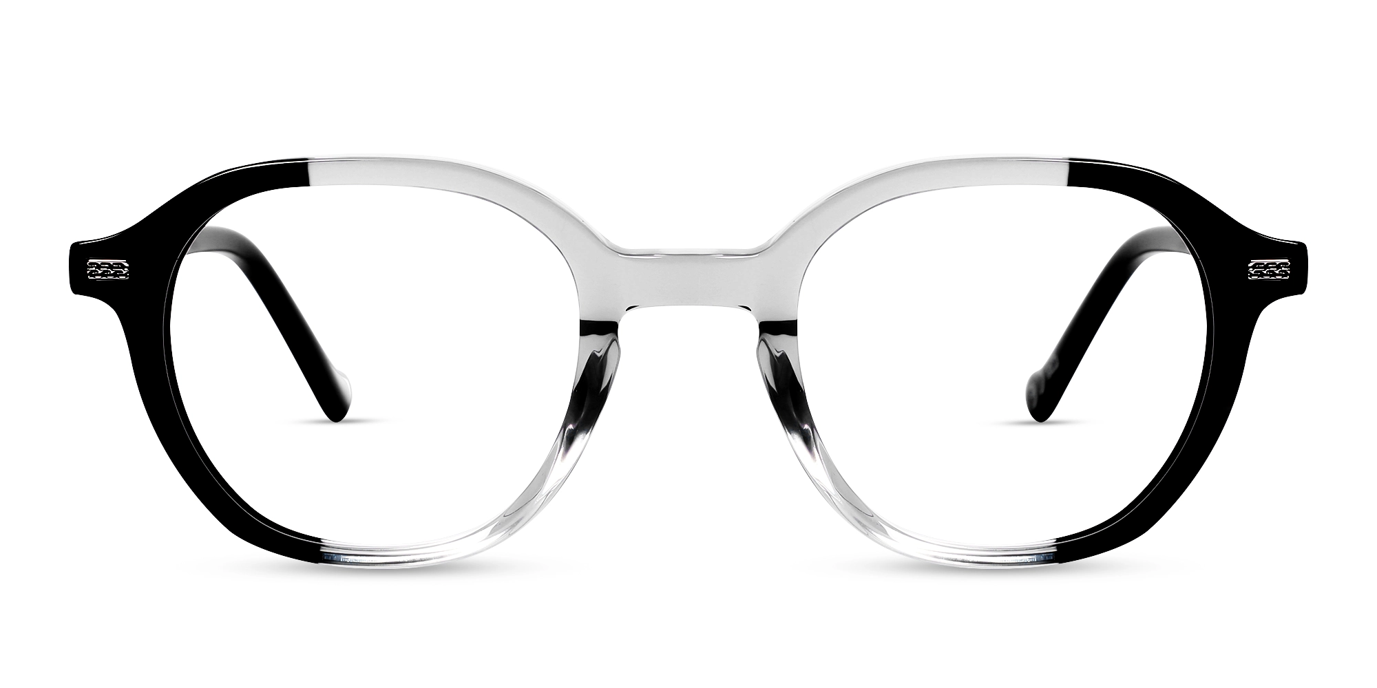 Black & Crystal Grey Oval Acetate Glasses
