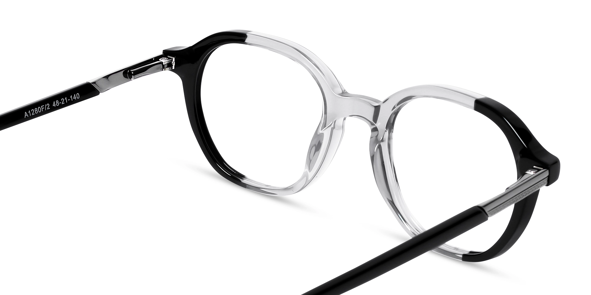 Black & Crystal Grey Oval Acetate Glasses