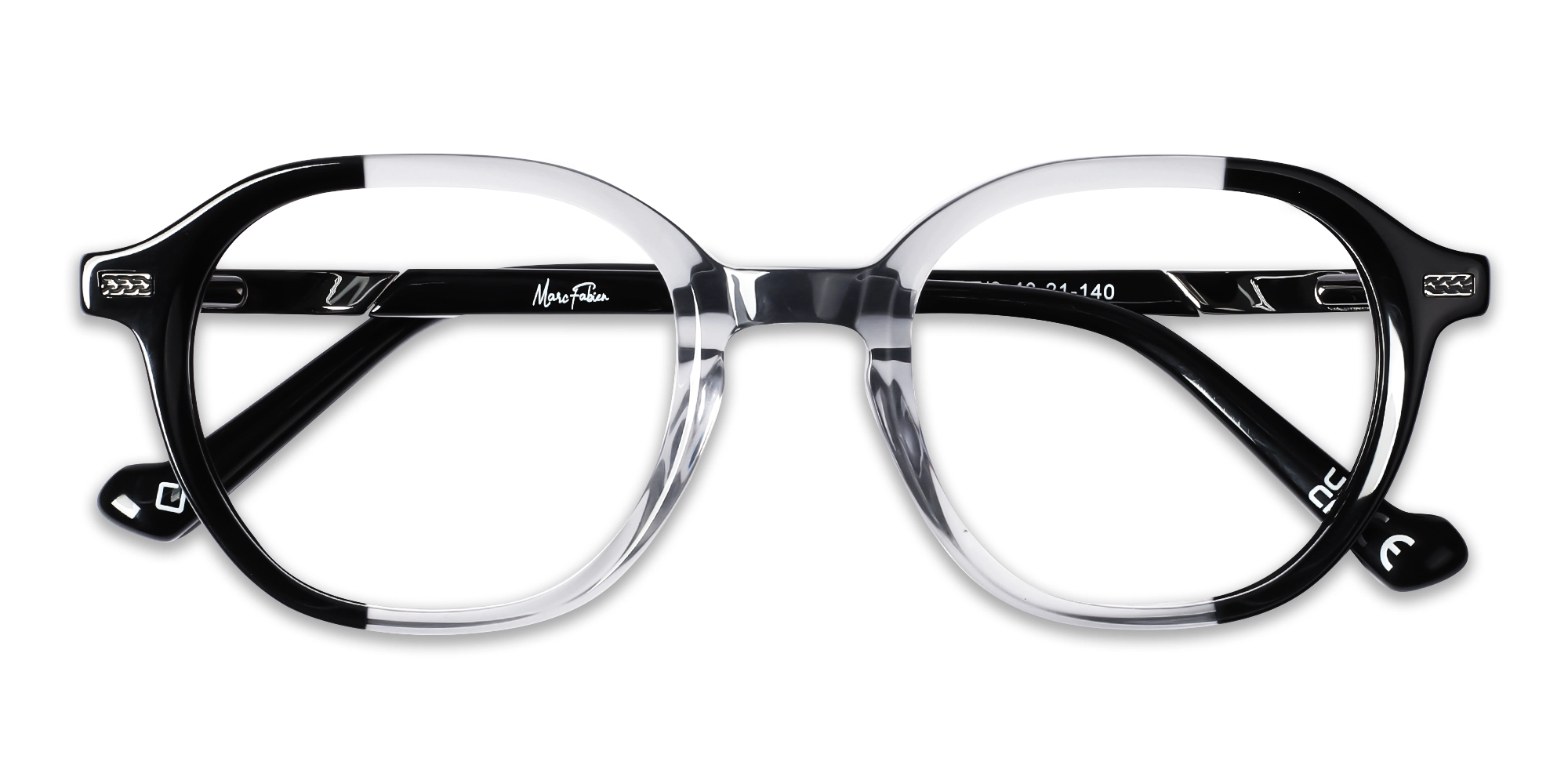 Black & Crystal Grey Oval Acetate Glasses