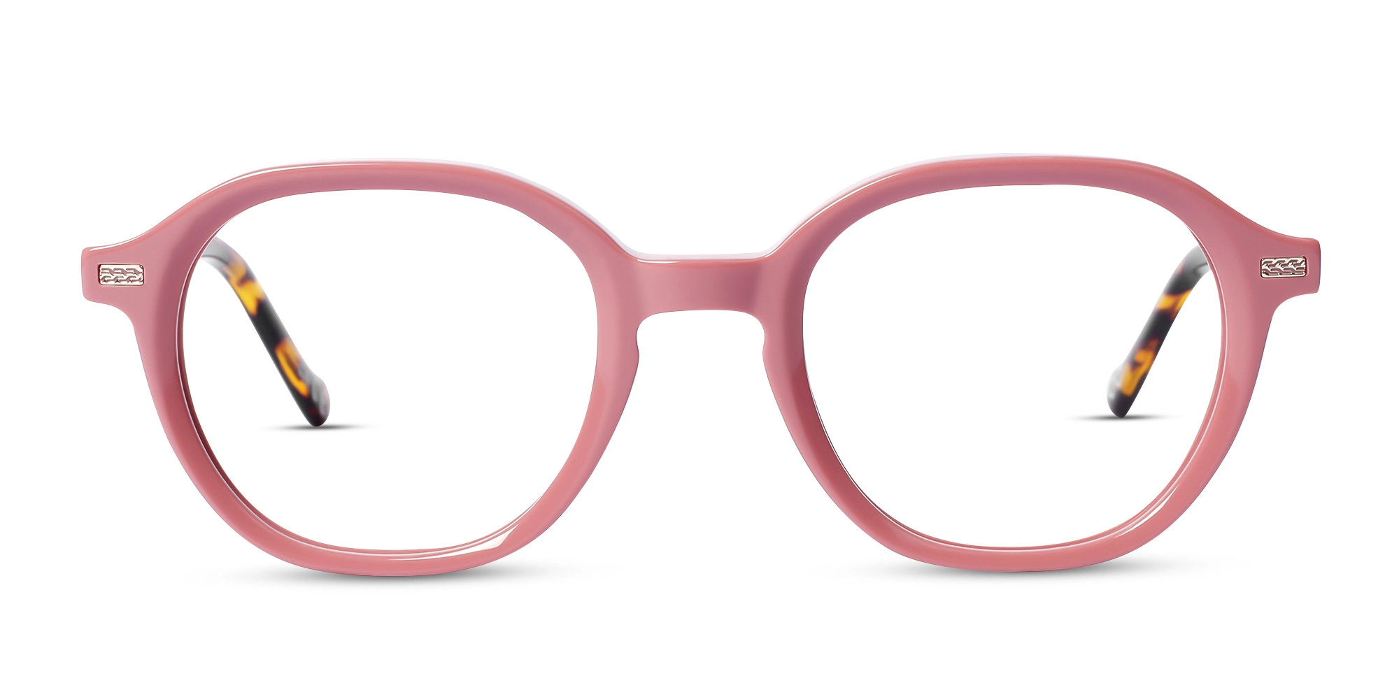 Salmon Pink Oval Acetate Glasses