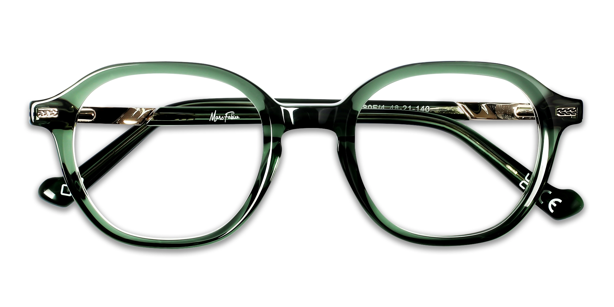Crystal Fern Green Oval Full-Rim Glasses