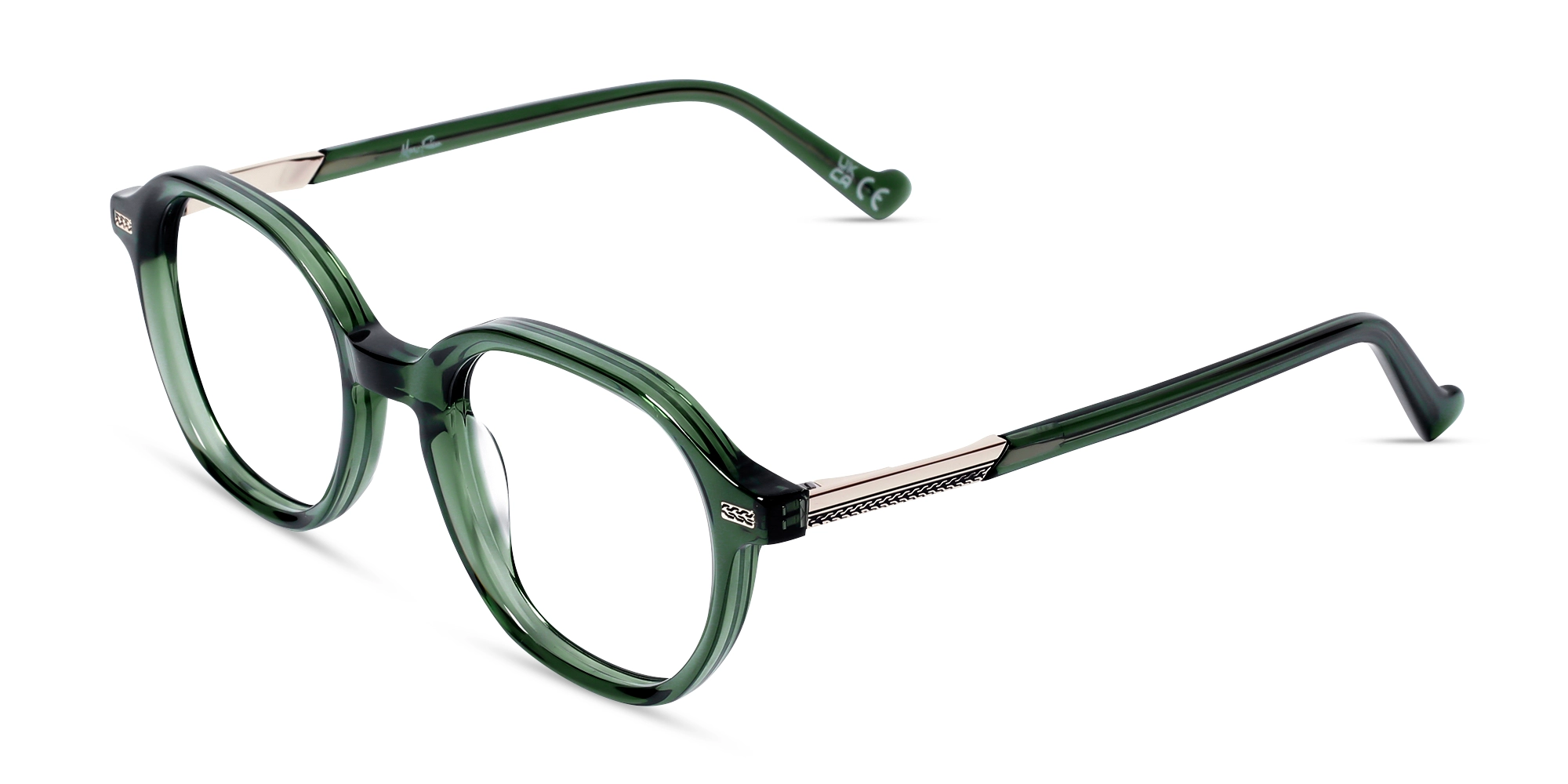 Crystal Fern Green Oval Full-Rim Glasses
