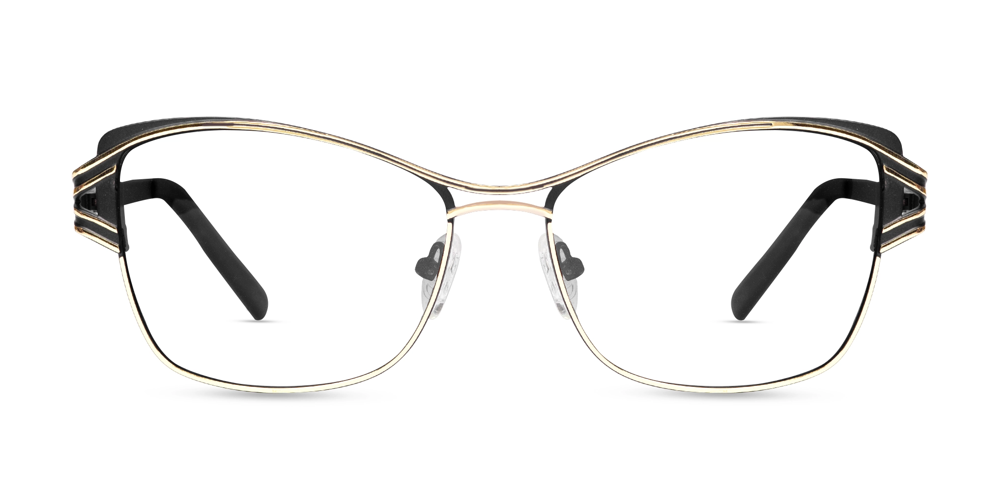 Champagne Gold & Black Butterfly Glasses-1