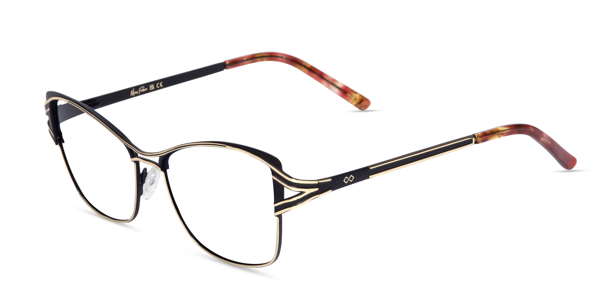 Champagne Gold & Black Butterfly Glasses-3